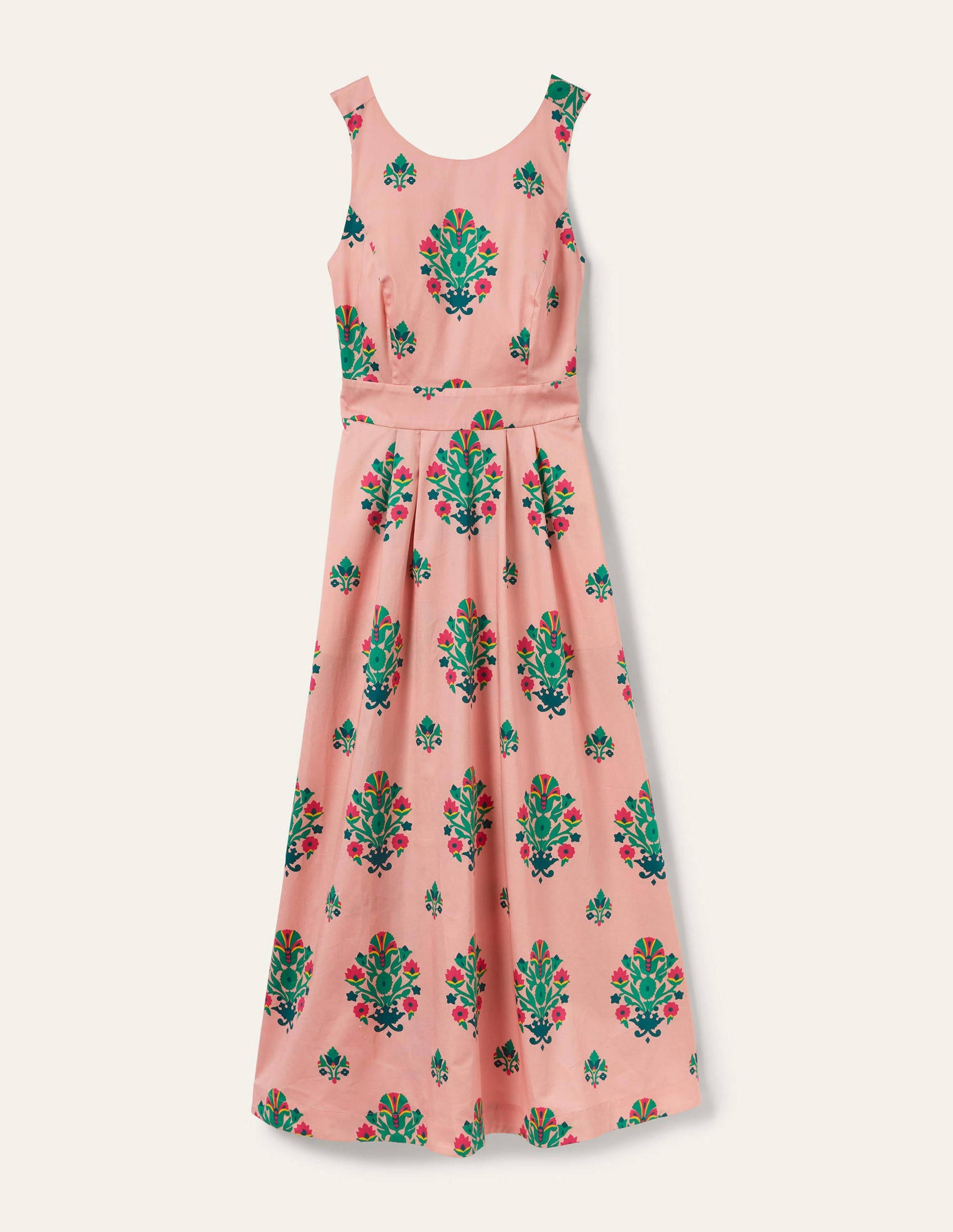 Elsa Back Detail Midi Dress-Milkshake, Bouquet Stamp-5