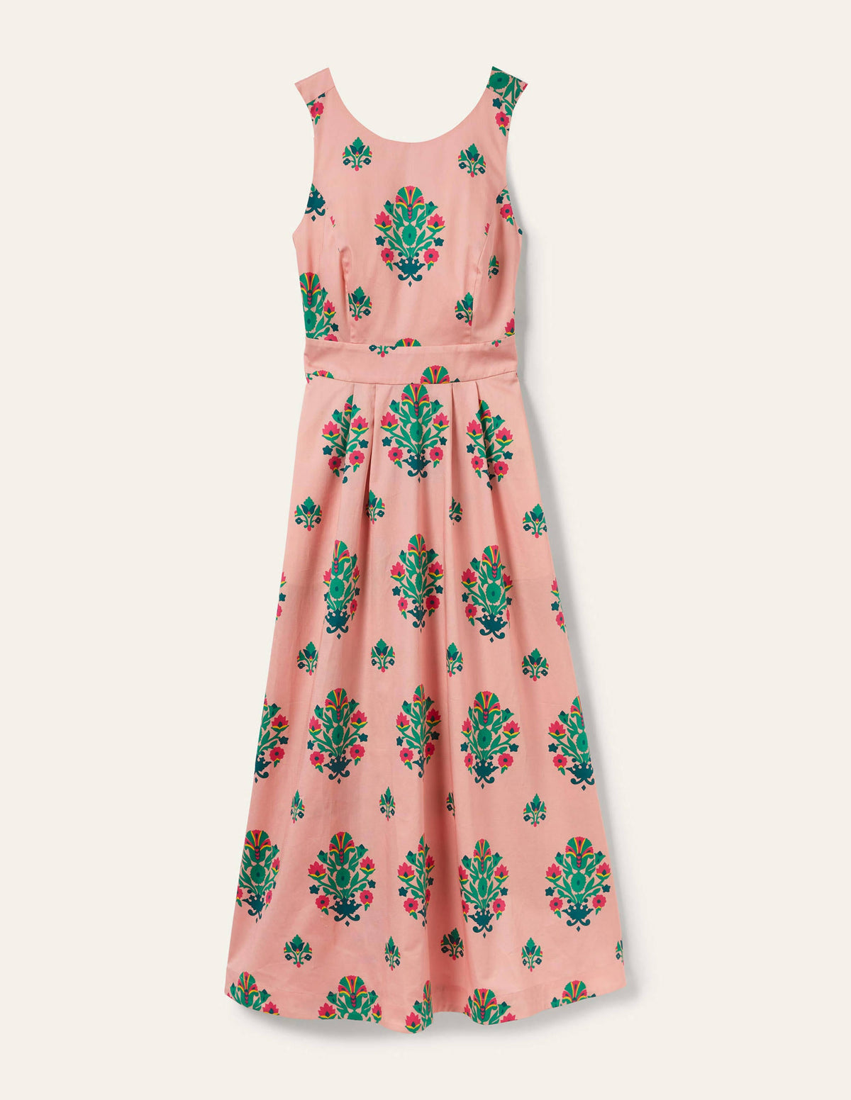 Elsa Back Detail Midi Dress-Milkshake, Bouquet Stamp - Image 5