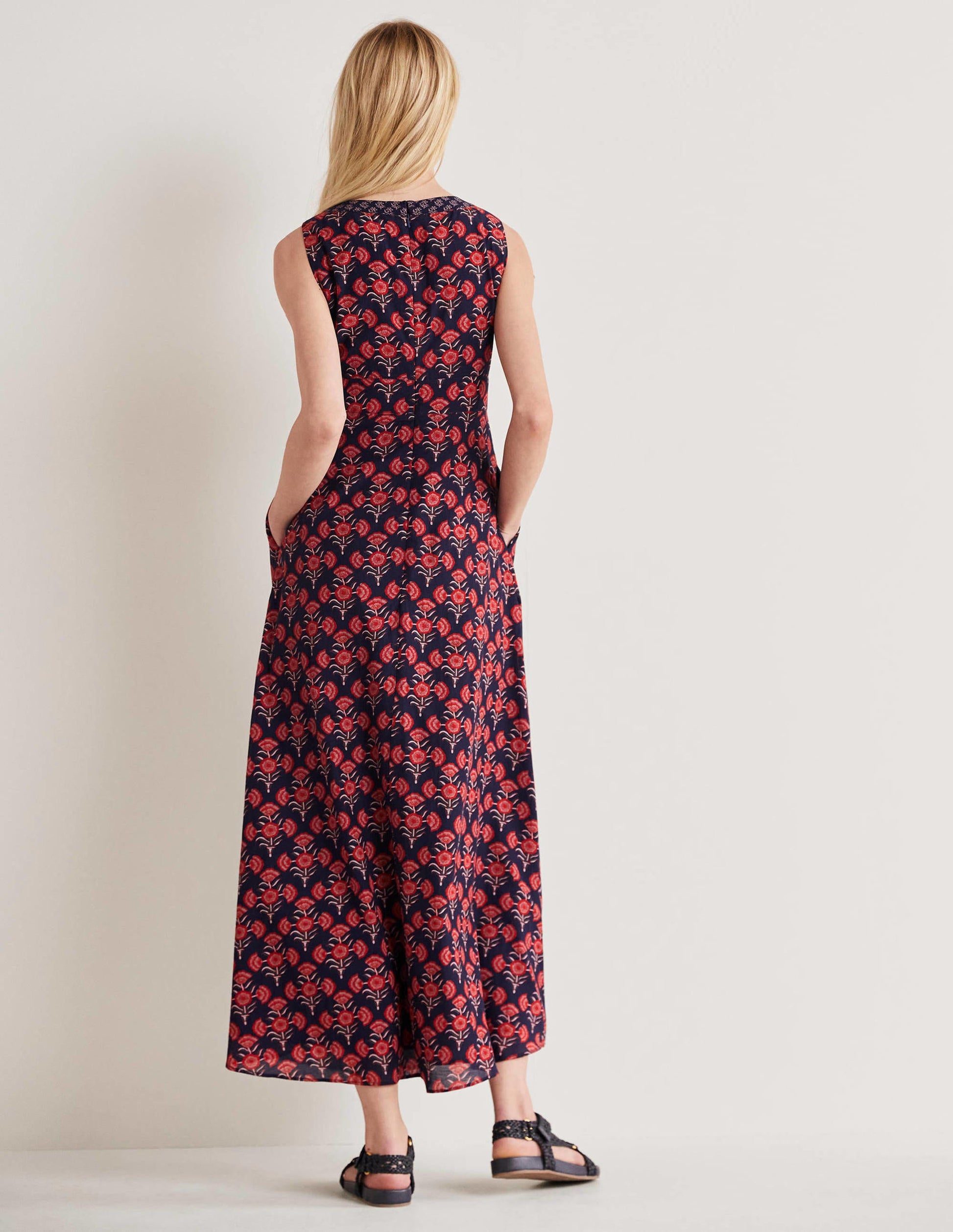 Sleeveless Cotton Maxi Dress-Azalea, Poppy Geo-3