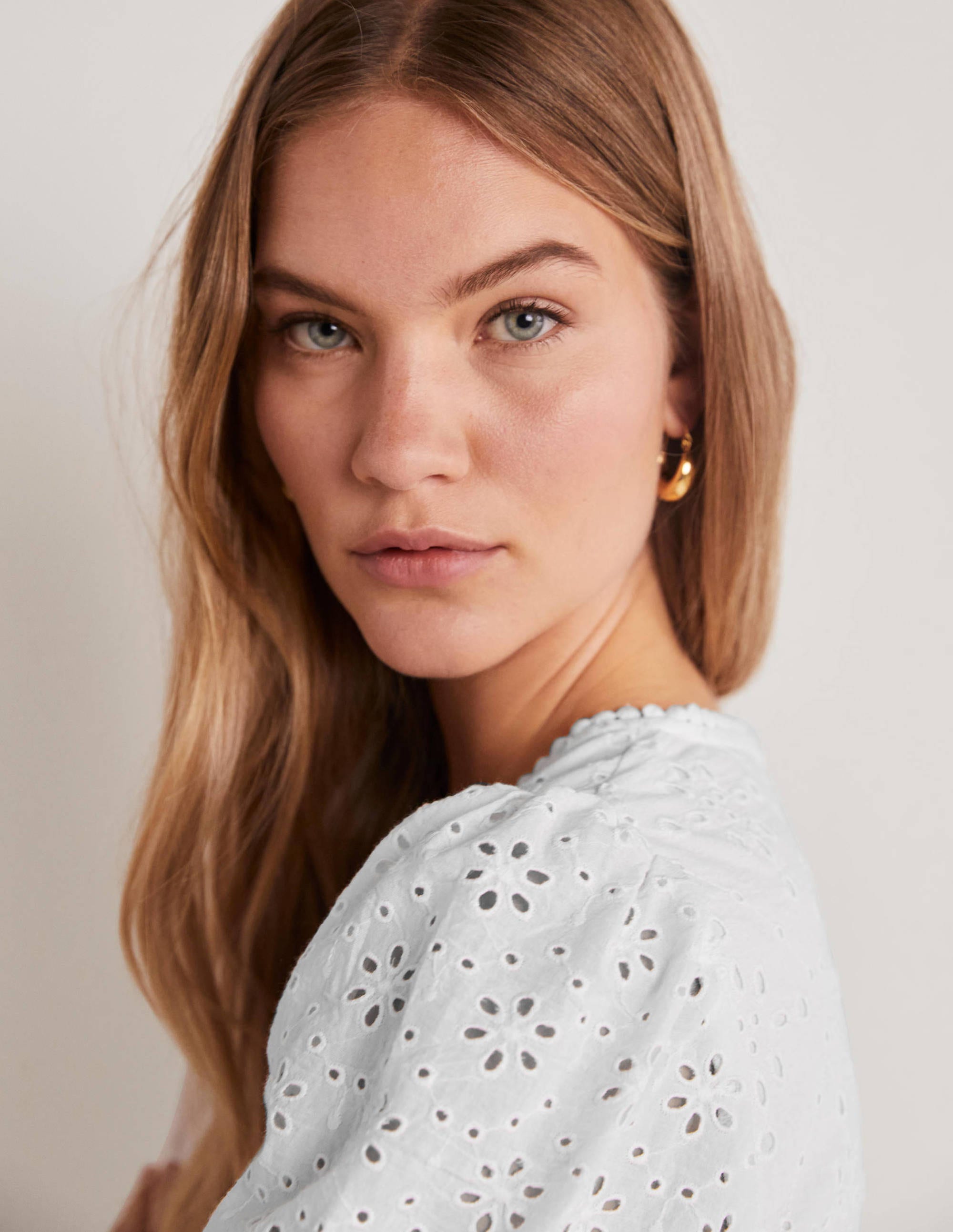 Back Detail Broderie Dress-White - Image 5