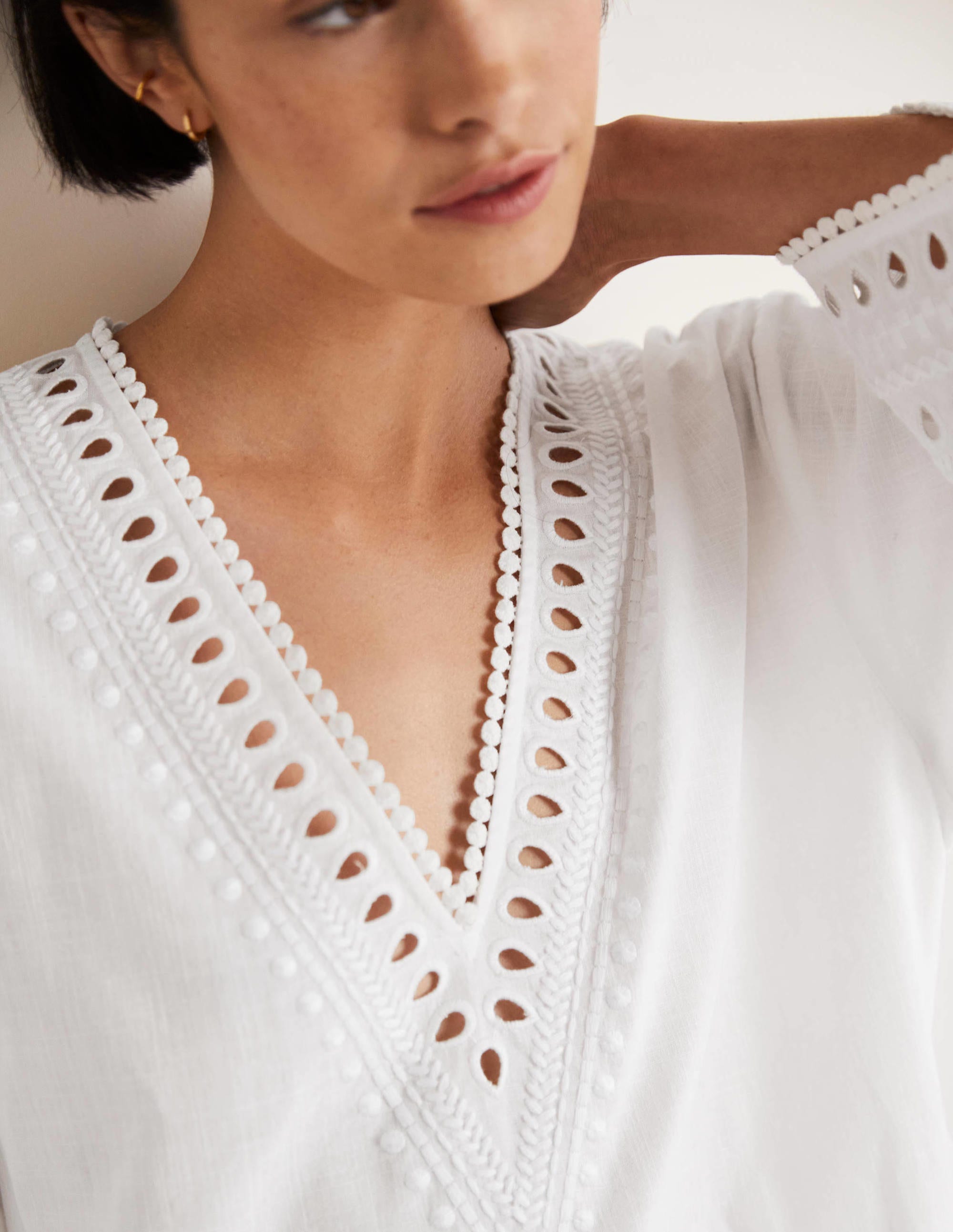 Embroidered Kaftan Dress-White - Image 2