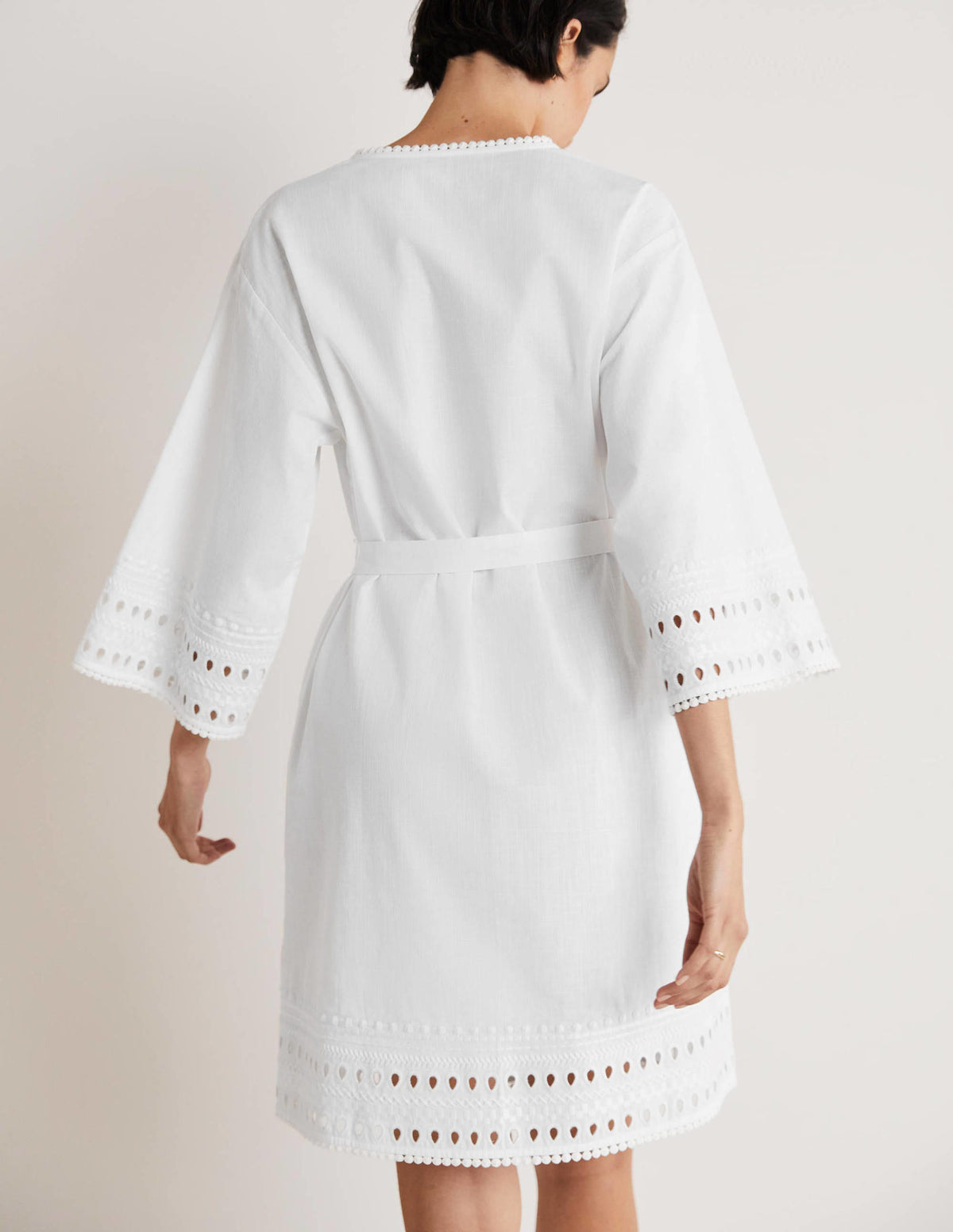 Embroidered Kaftan Dress-White-3