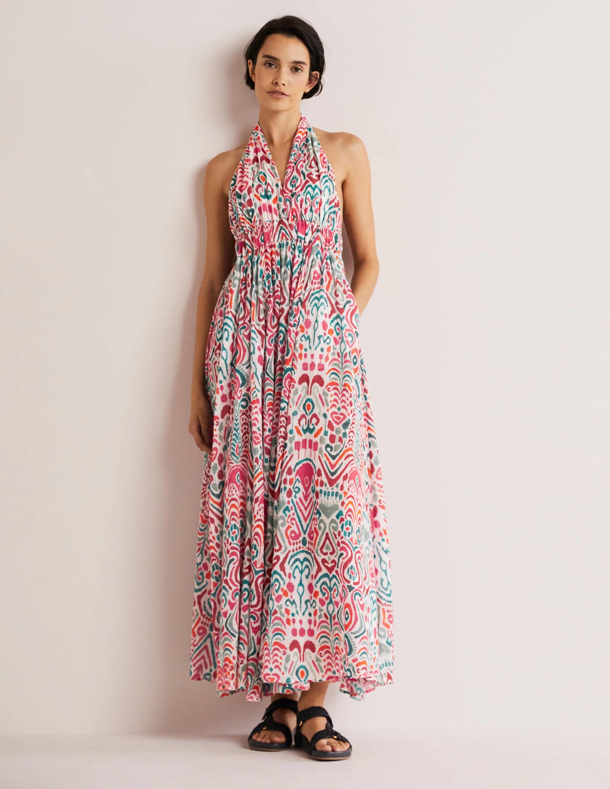 Imogen Halterneck Maxi Dress-Multi, Ikat Charm - Image 1