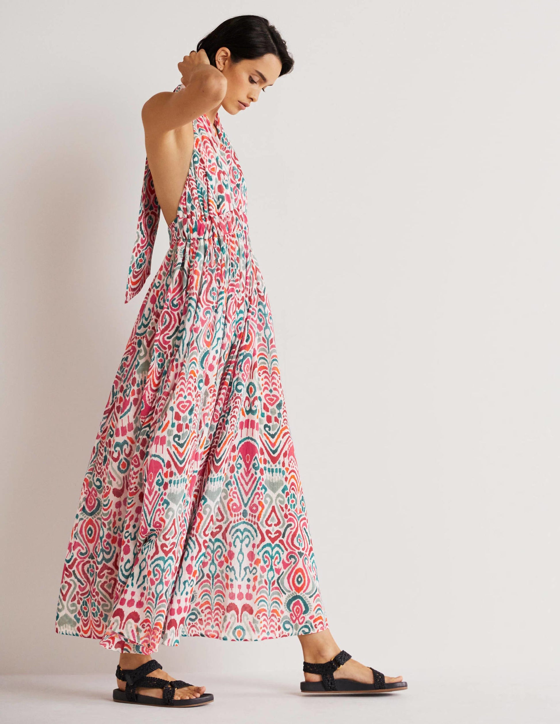 Imogen Halterneck Maxi Dress-Multi, Ikat Charm-4