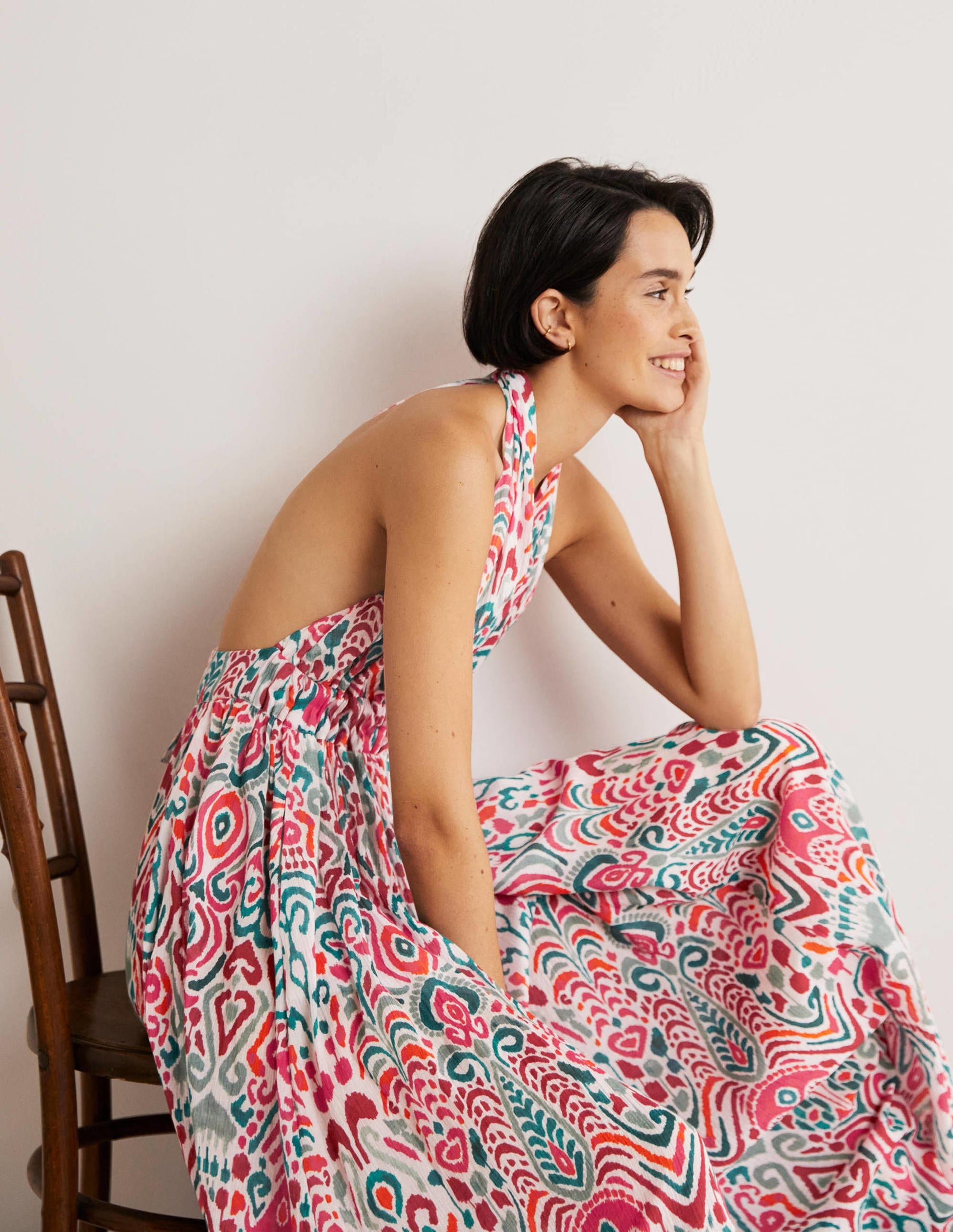 Imogen Halterneck Maxi Dress-Multi, Ikat Charm-5