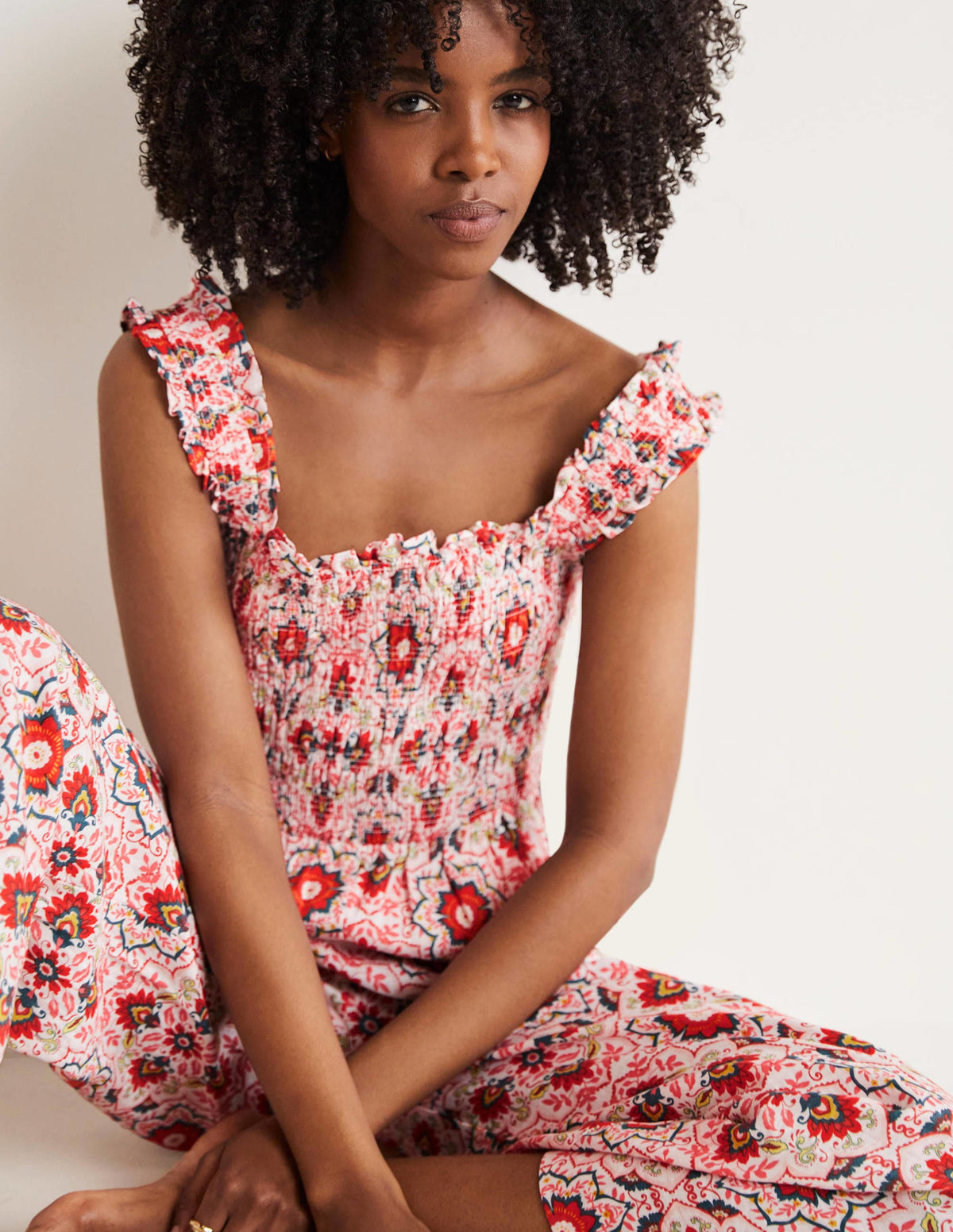 Jasmine Smocked Jumpsuit-Multi, Bloomsbury - Image 1
