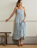 Strappy Jersey Maxi Dress-Chesapeake, Woodblock Bloom