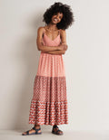 Strappy Jersey Maxi Dress-Milkshake, Woodblock Bloom