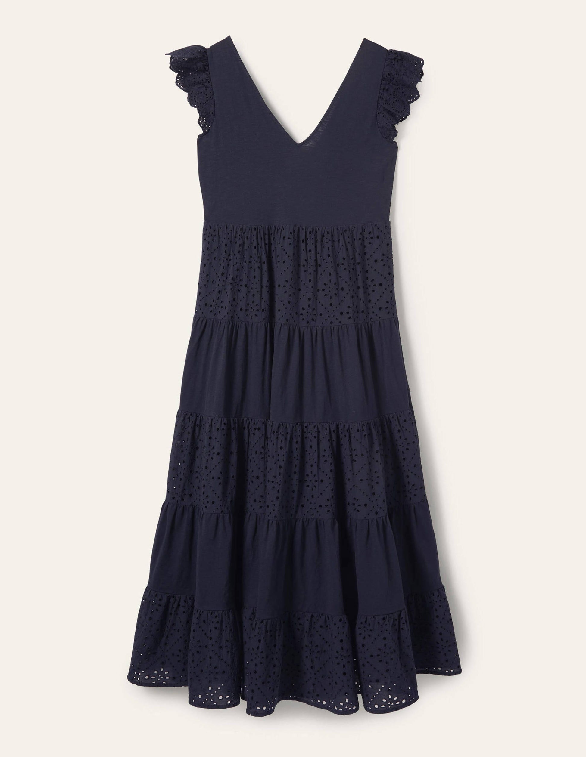 Broderie Mix Jersey Maxi Dress-Navy-7