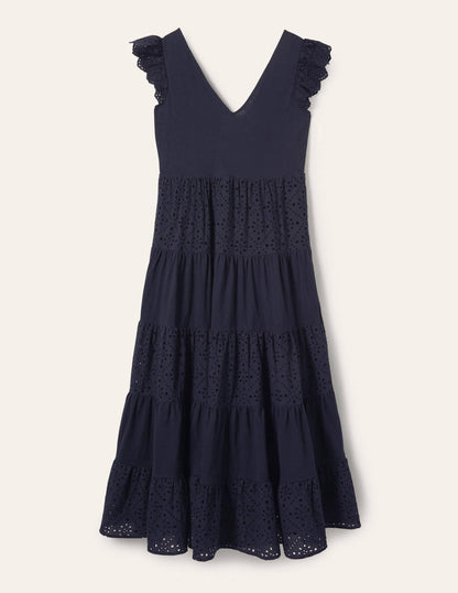 Broderie Mix Jersey Maxi Dress-Navy-7