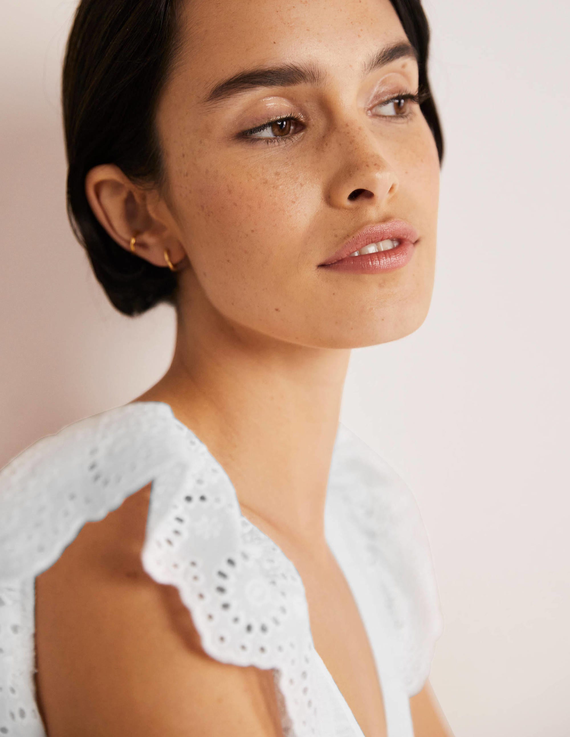 Broderie Mix Jersey Maxi Dress-White - Image 2