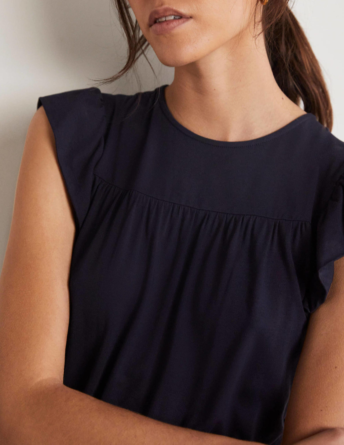 Ruffle Printed Mini Dress-Navy-2