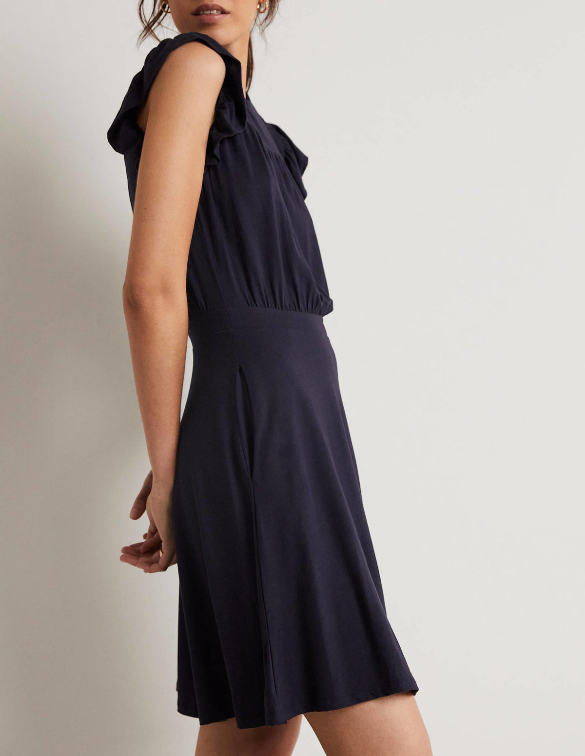 Ruffle Printed Mini Dress-Navy - Image 4