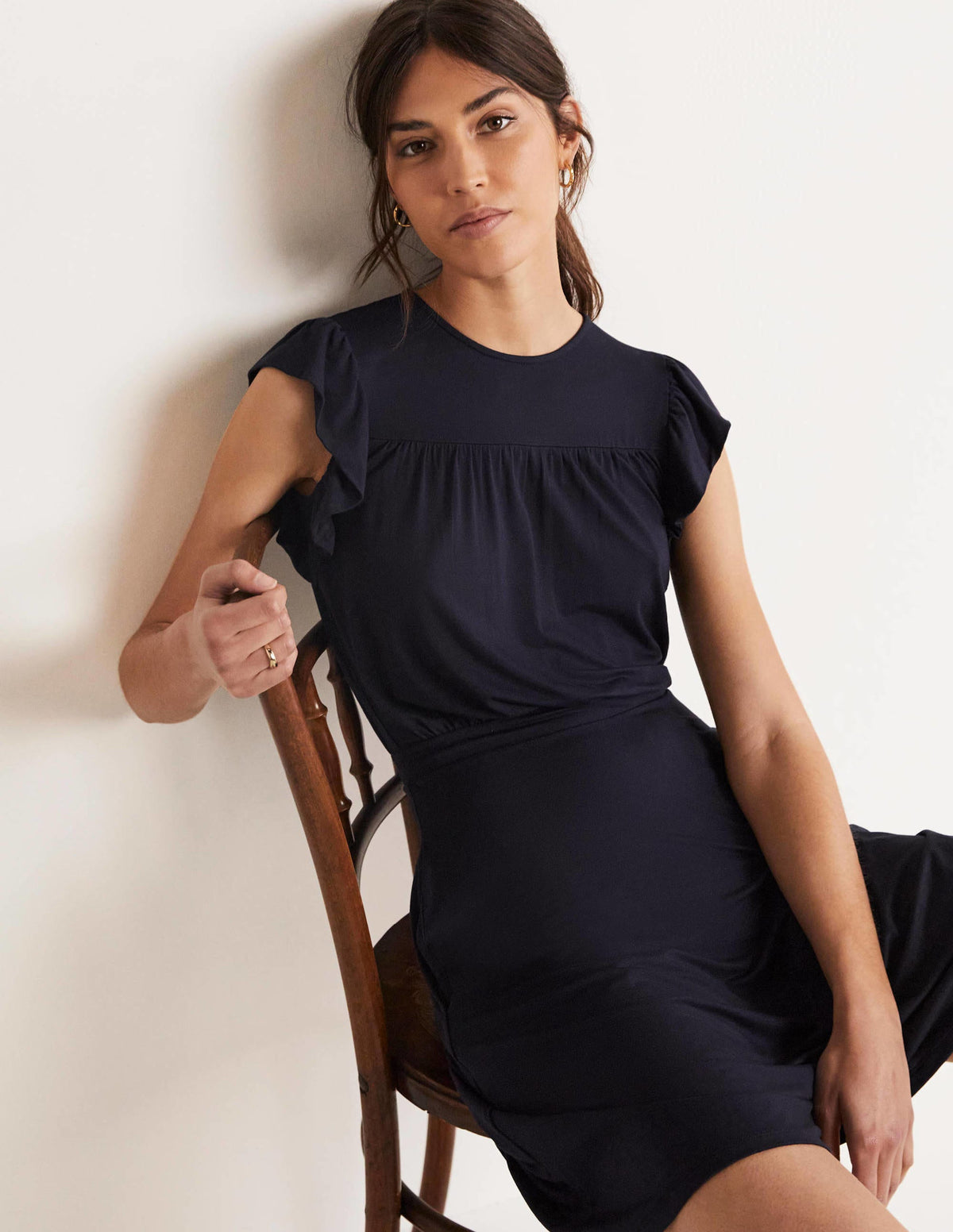 Ruffle Printed Mini Dress-Navy - Image 6