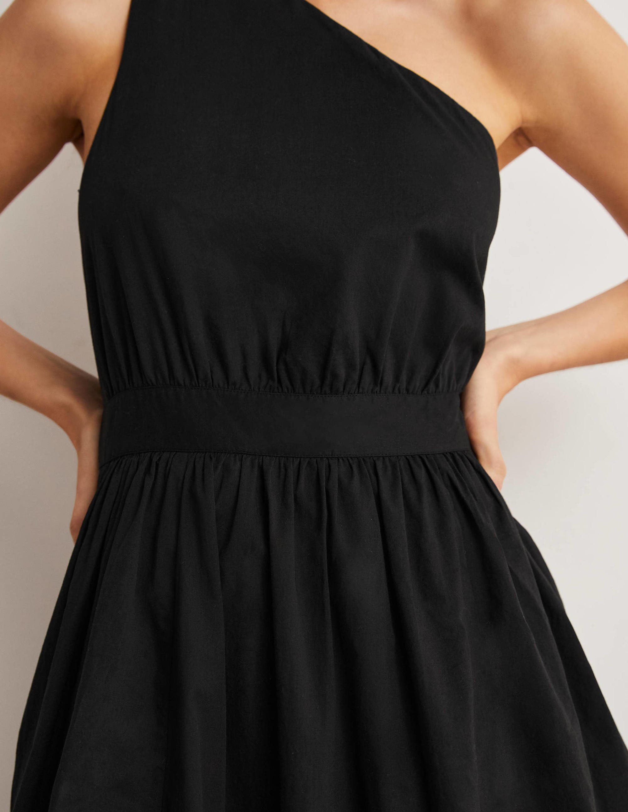 One Shoulder Midi Dress-Black - Image 6