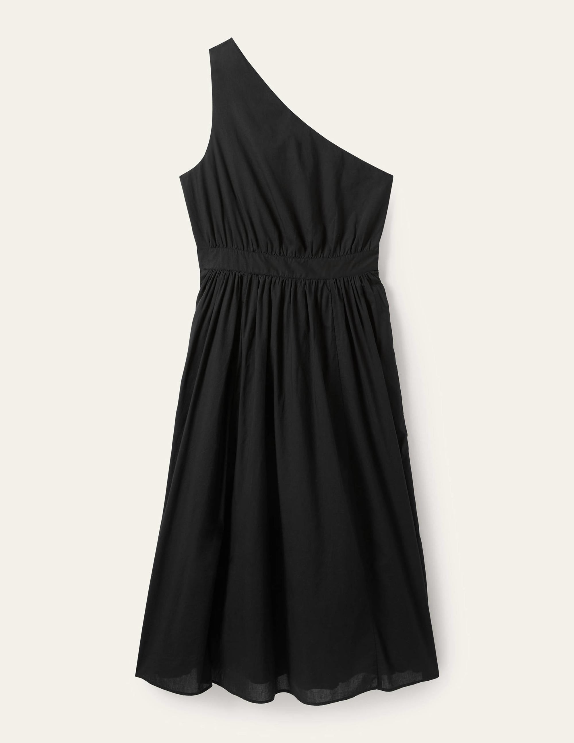 One Shoulder Midi Dress-Black - Image 9