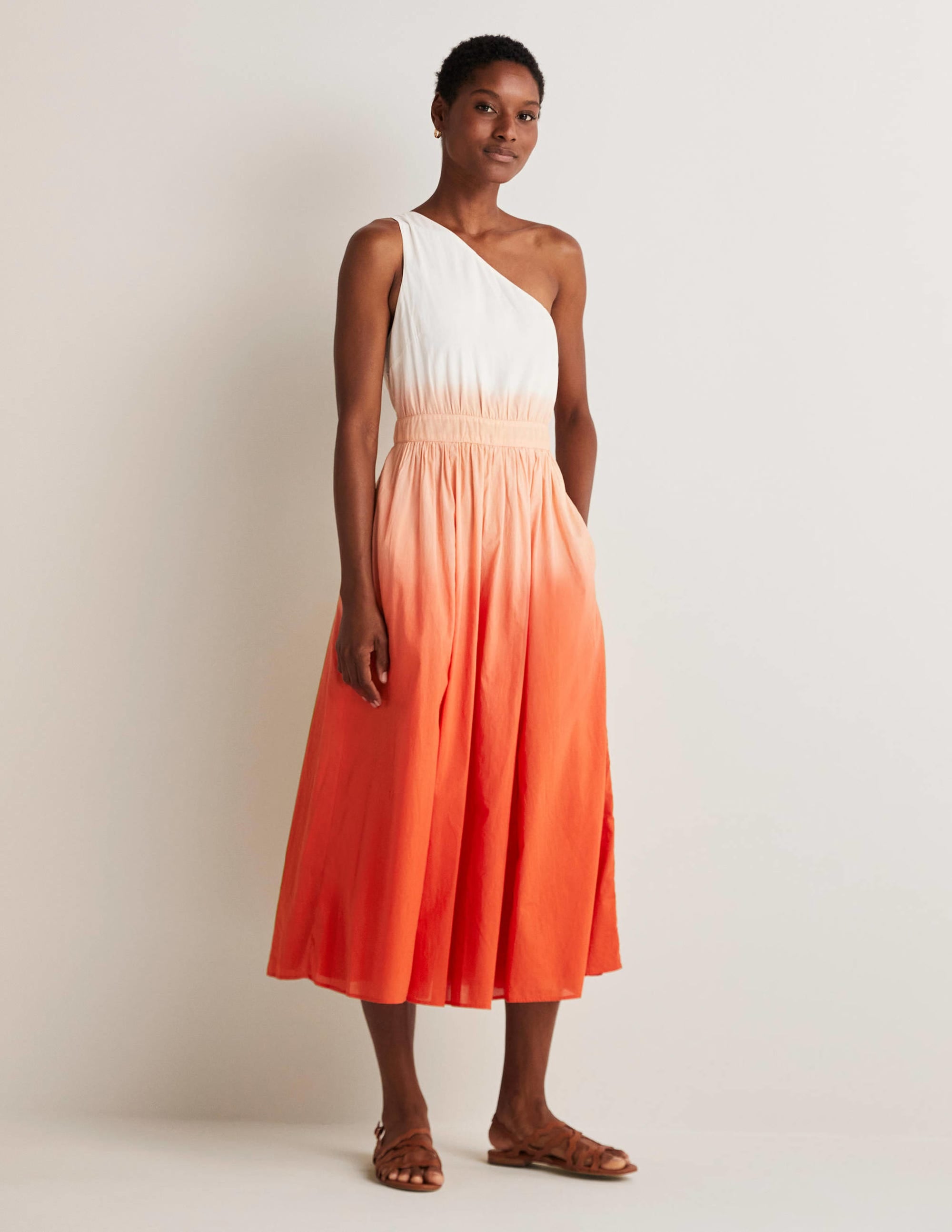 One Shoulder Midi Dress-Firecracker Dip Dye - Image 1