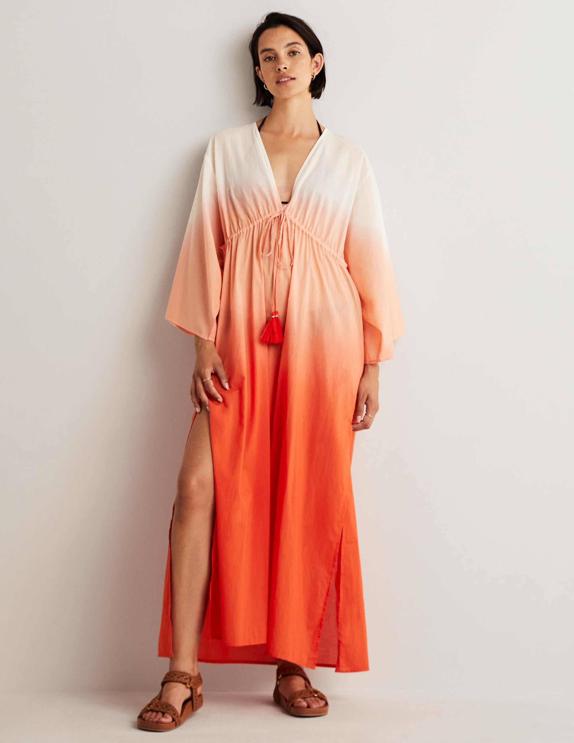 Maxi Empire Beach Kaftan Dress-Firecracker Dip Dye - Image 1