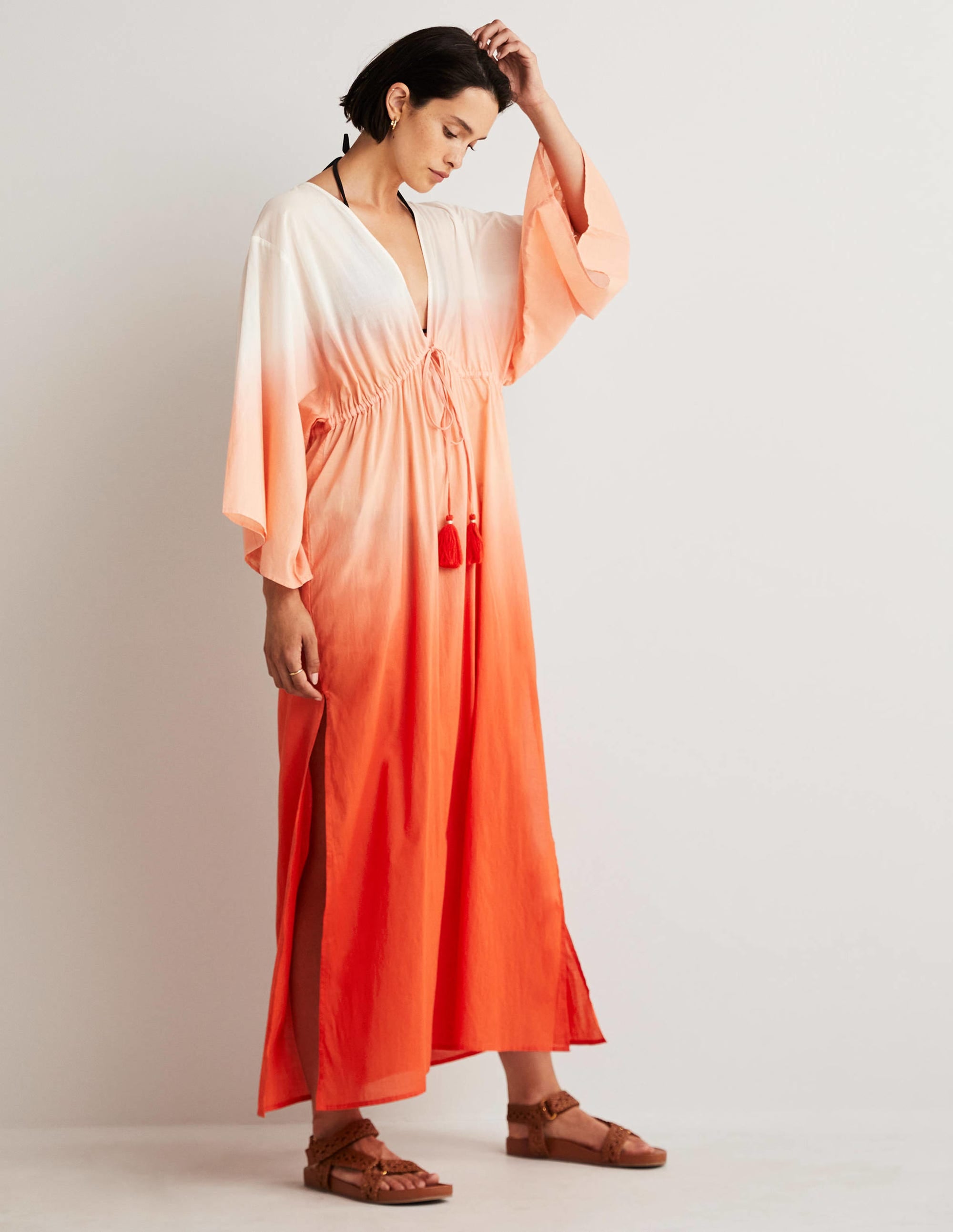 Maxi Empire Beach Kaftan Dress-Firecracker Dip Dye - Image 4