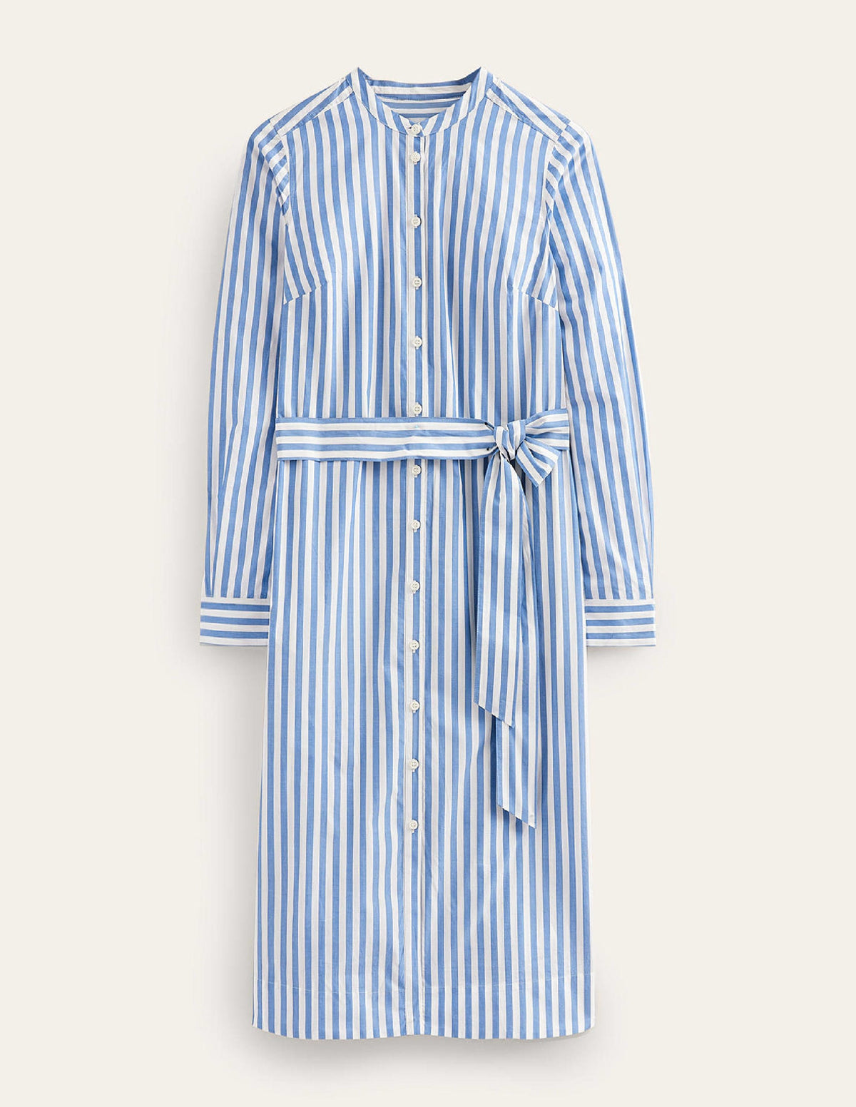 Cotton Belted Shirt Dress-Sapphire and Ivory Stripe - Image 5