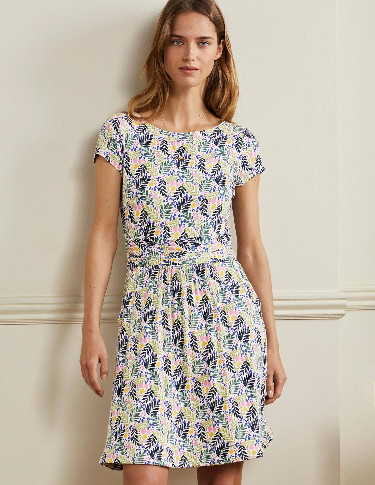 Amelie Jersey Dress-Multi, Lemon Foliage - Image 1