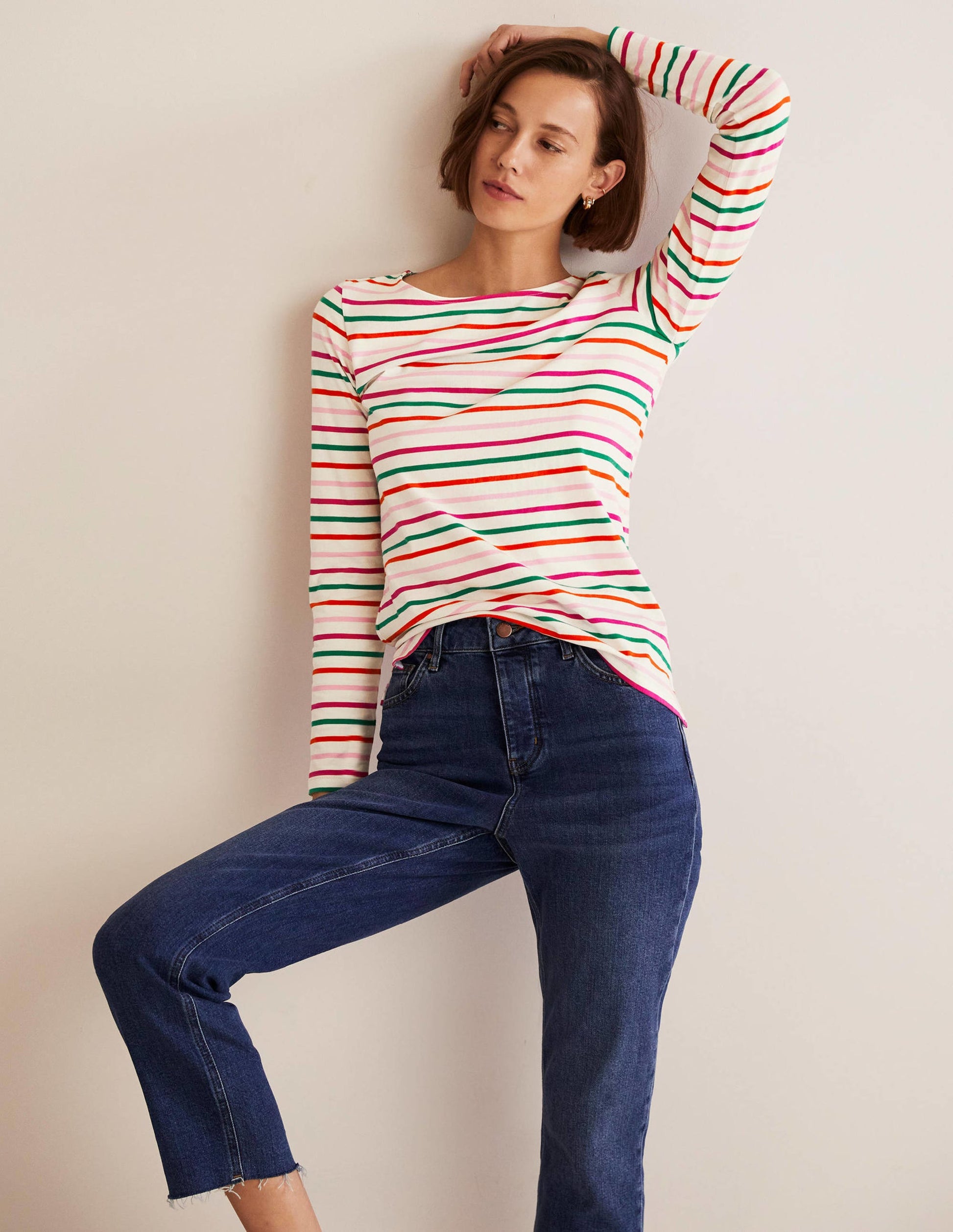 Long Sleeve Breton Top-Bon Bon and Firecracker Stripe-1