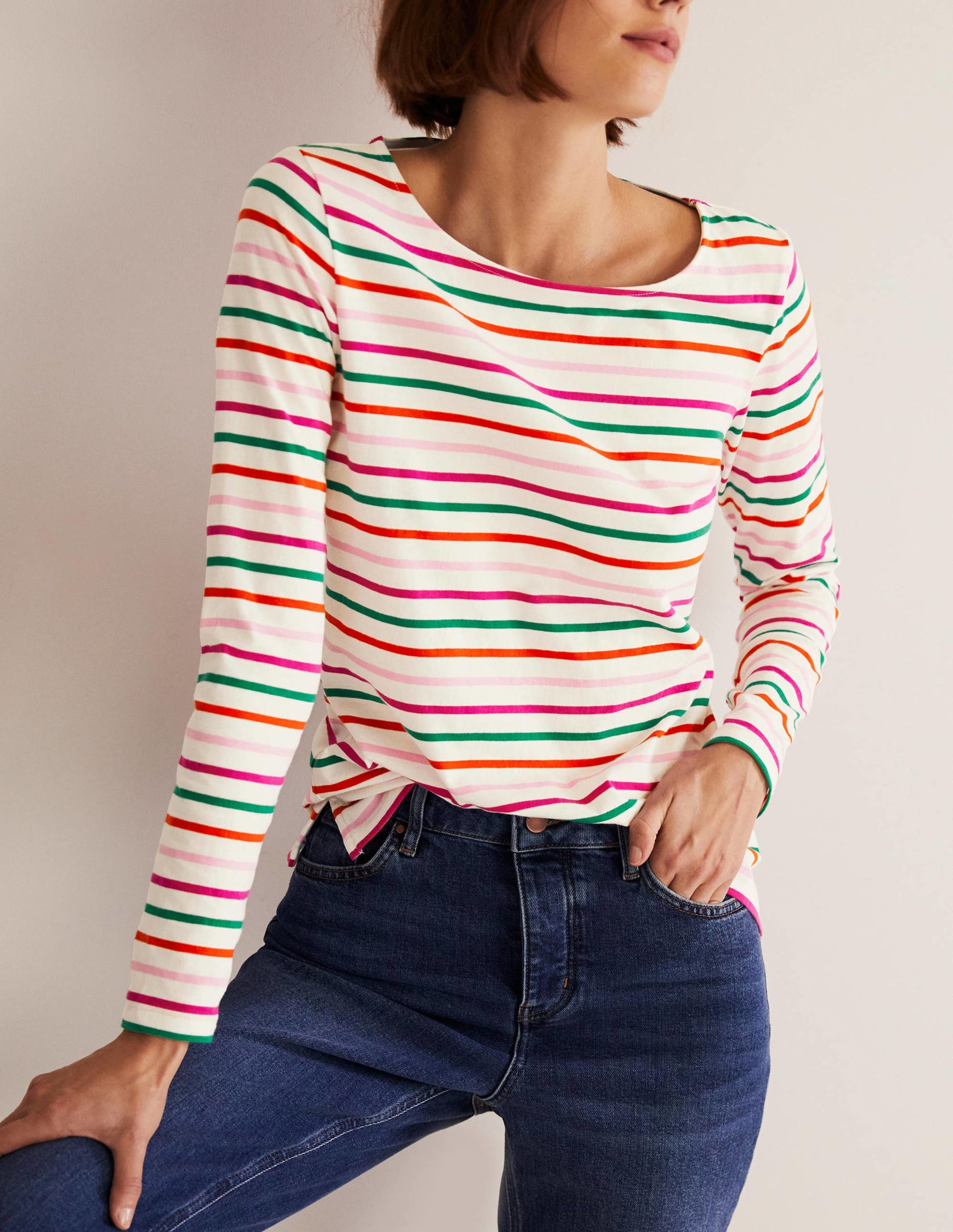 Long Sleeve Breton Top-Bon Bon and Firecracker Stripe-2