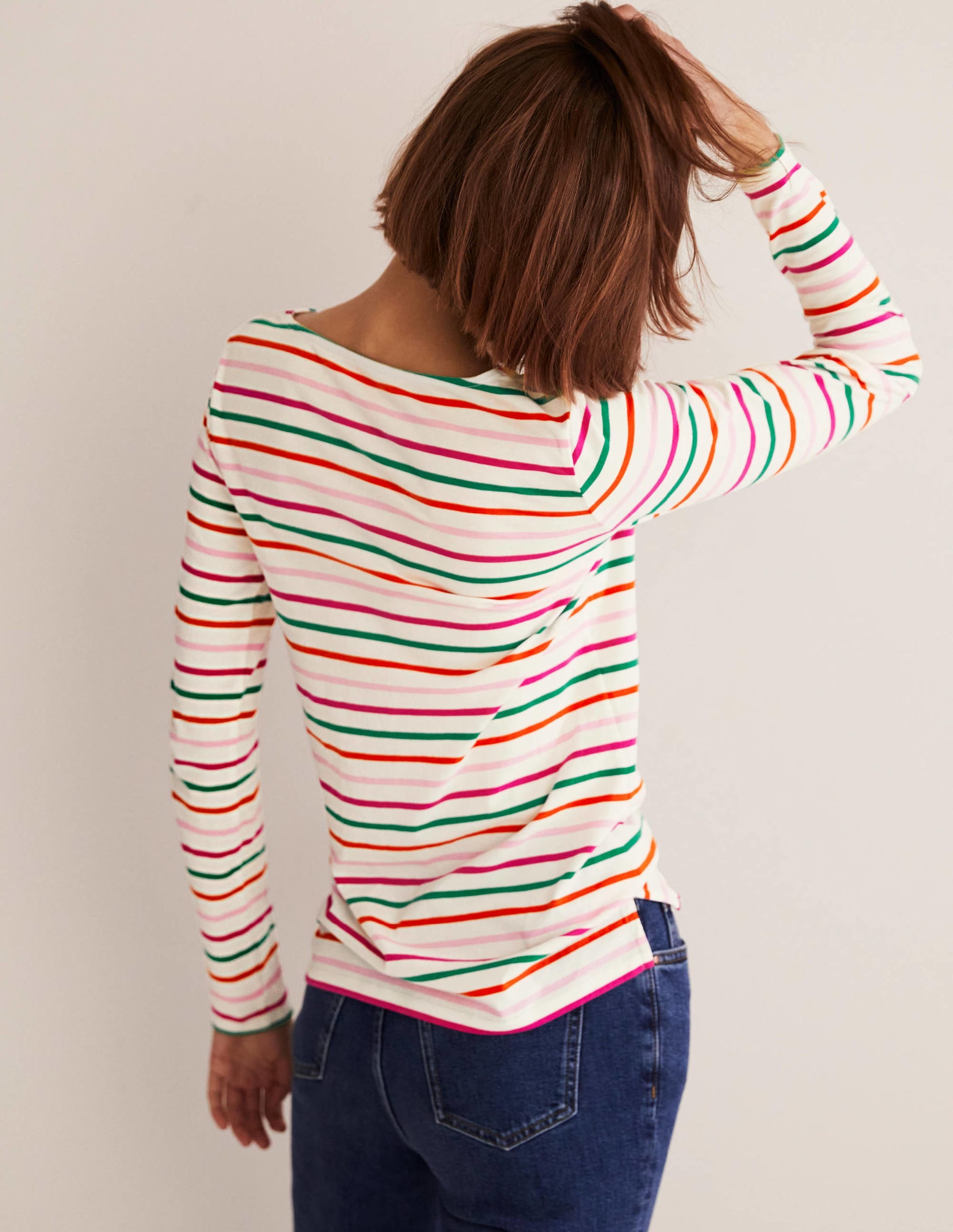 Long Sleeve Breton Top-Bon Bon and Firecracker Stripe - Image 4