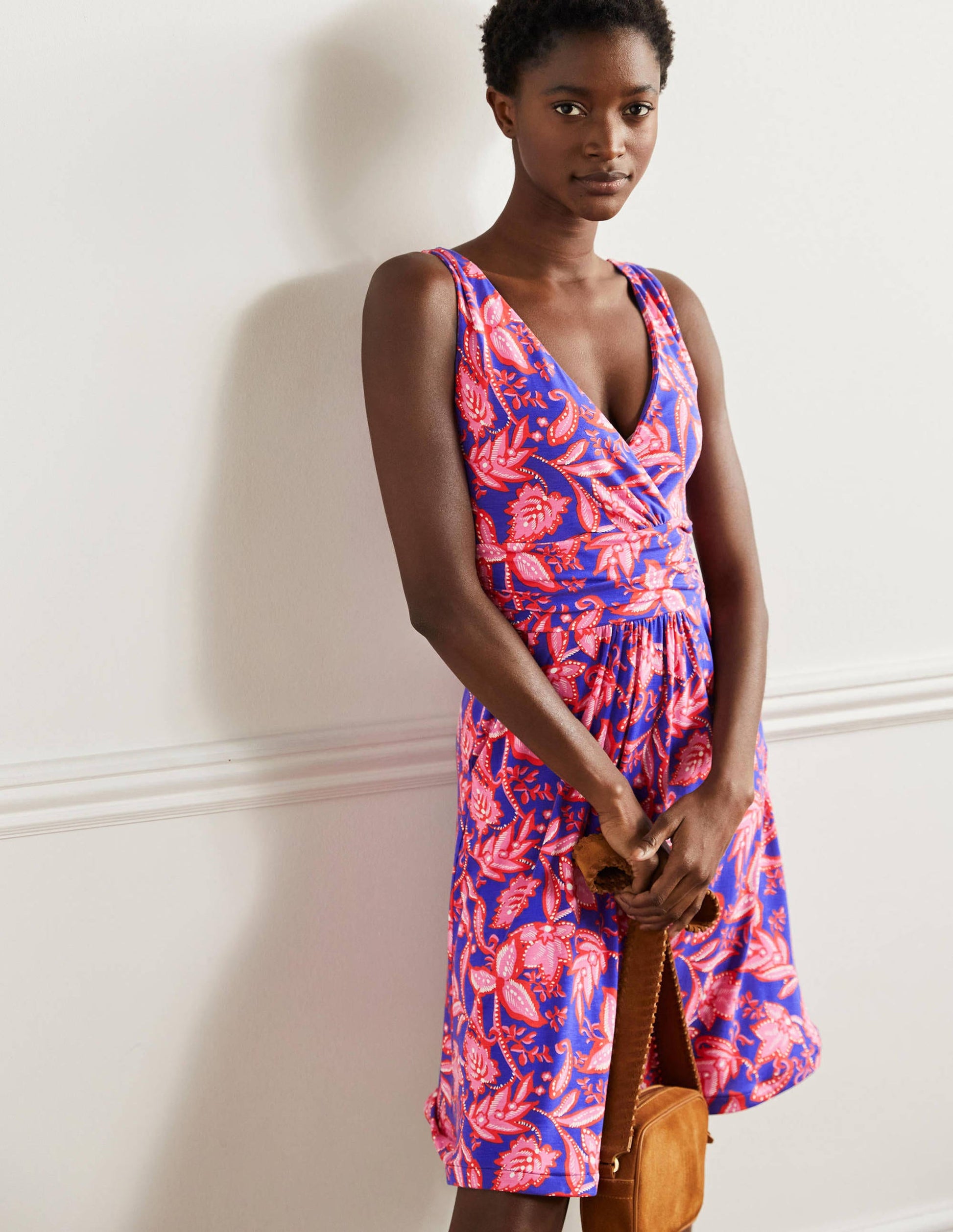 Effie V-Neck Jersey Dress-Strawberry Daiquiri Wild Flora-1