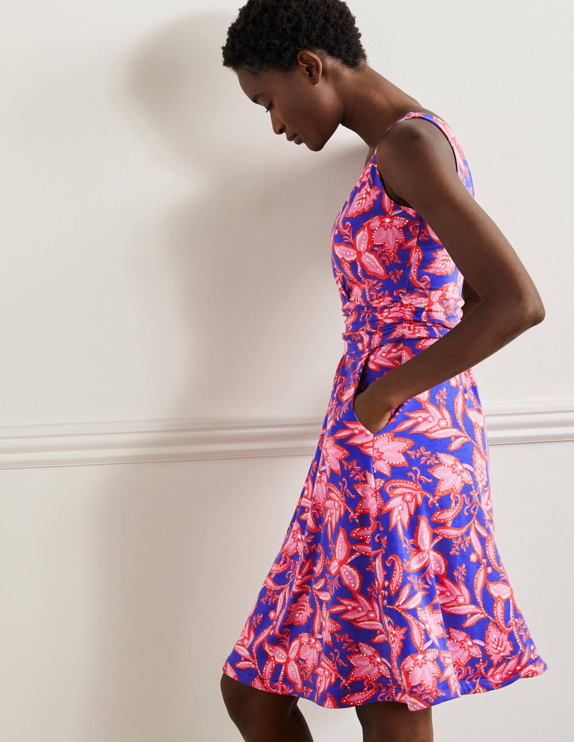 Effie V-Neck Jersey Dress-Strawberry Daiquiri Wild Flora-5