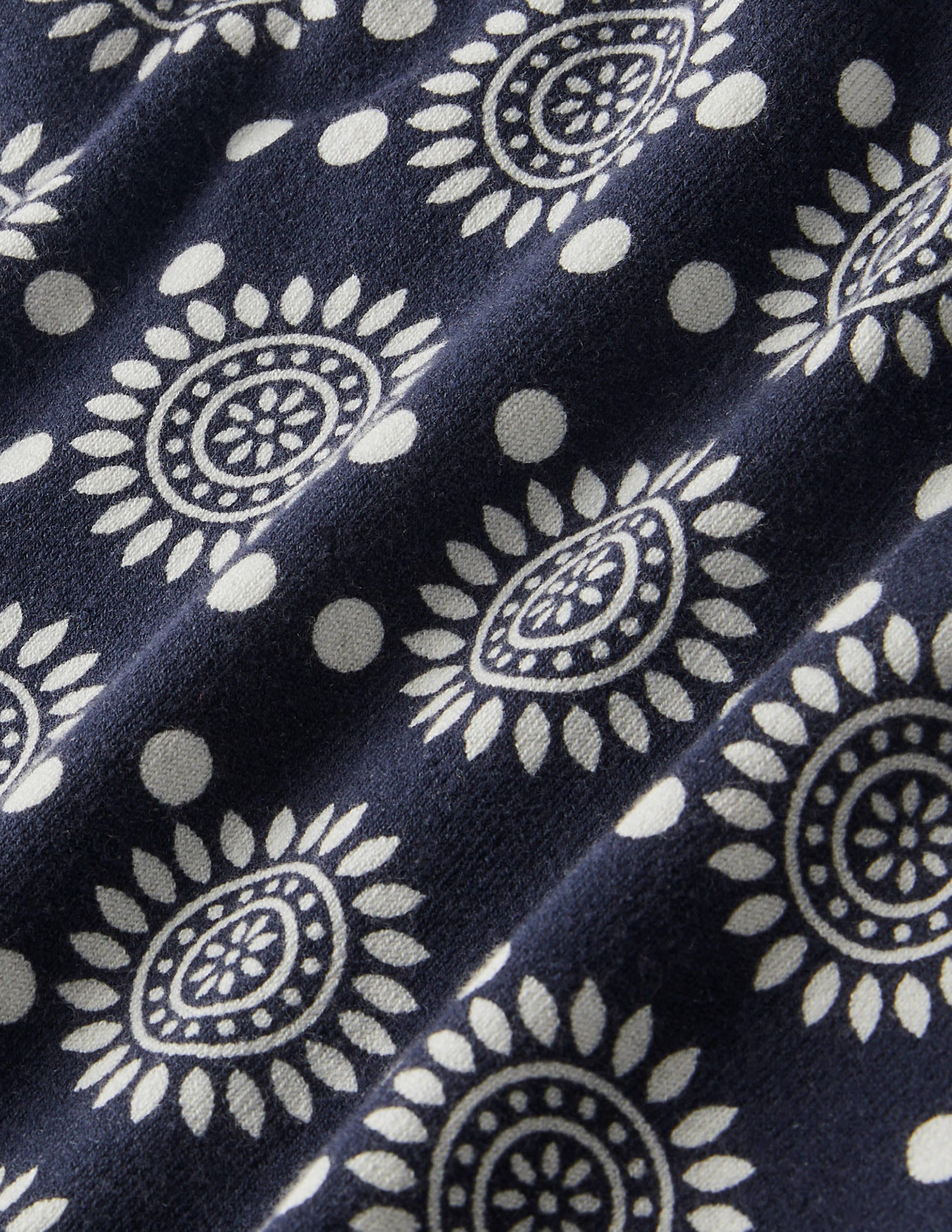 Cotton Crew Knitted Top-French Navy, Sun Geo - Image 5