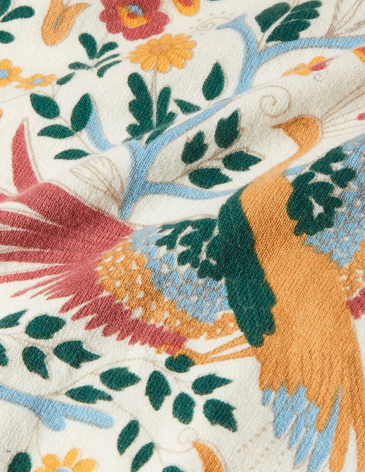 Printed Cotton Jumper-Ivory, Enchanting Peacock - Image 6
