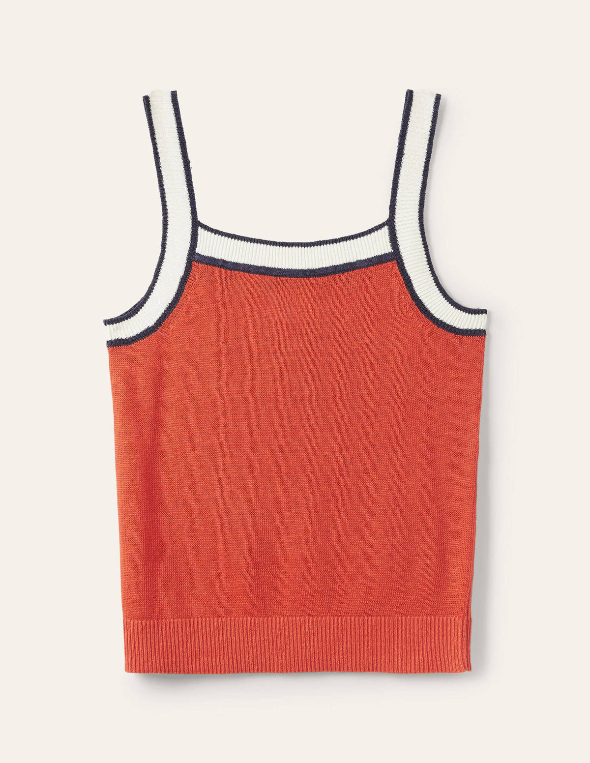 Square Neck Linen Vest-Bright Papaya - Image 5
