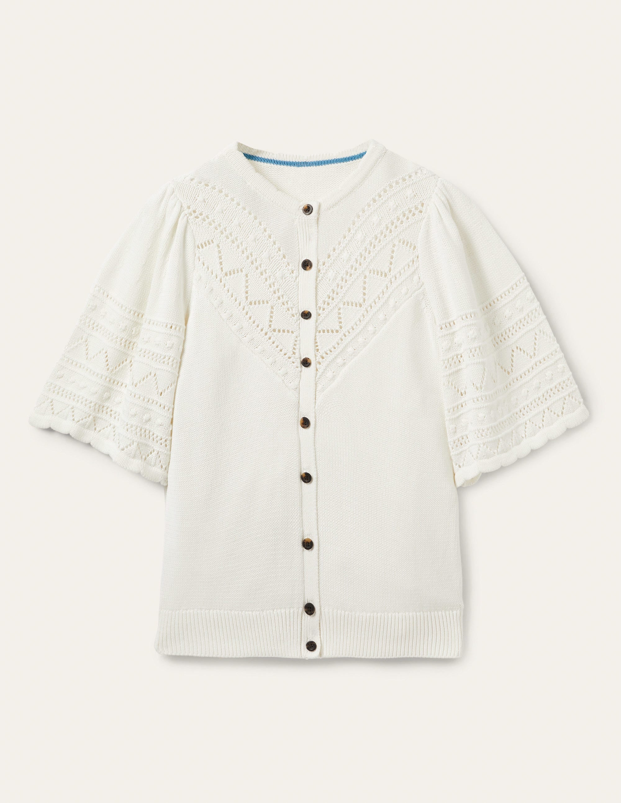 Wide Sleeve Crochet Cardigan-Ivory - Image 7
