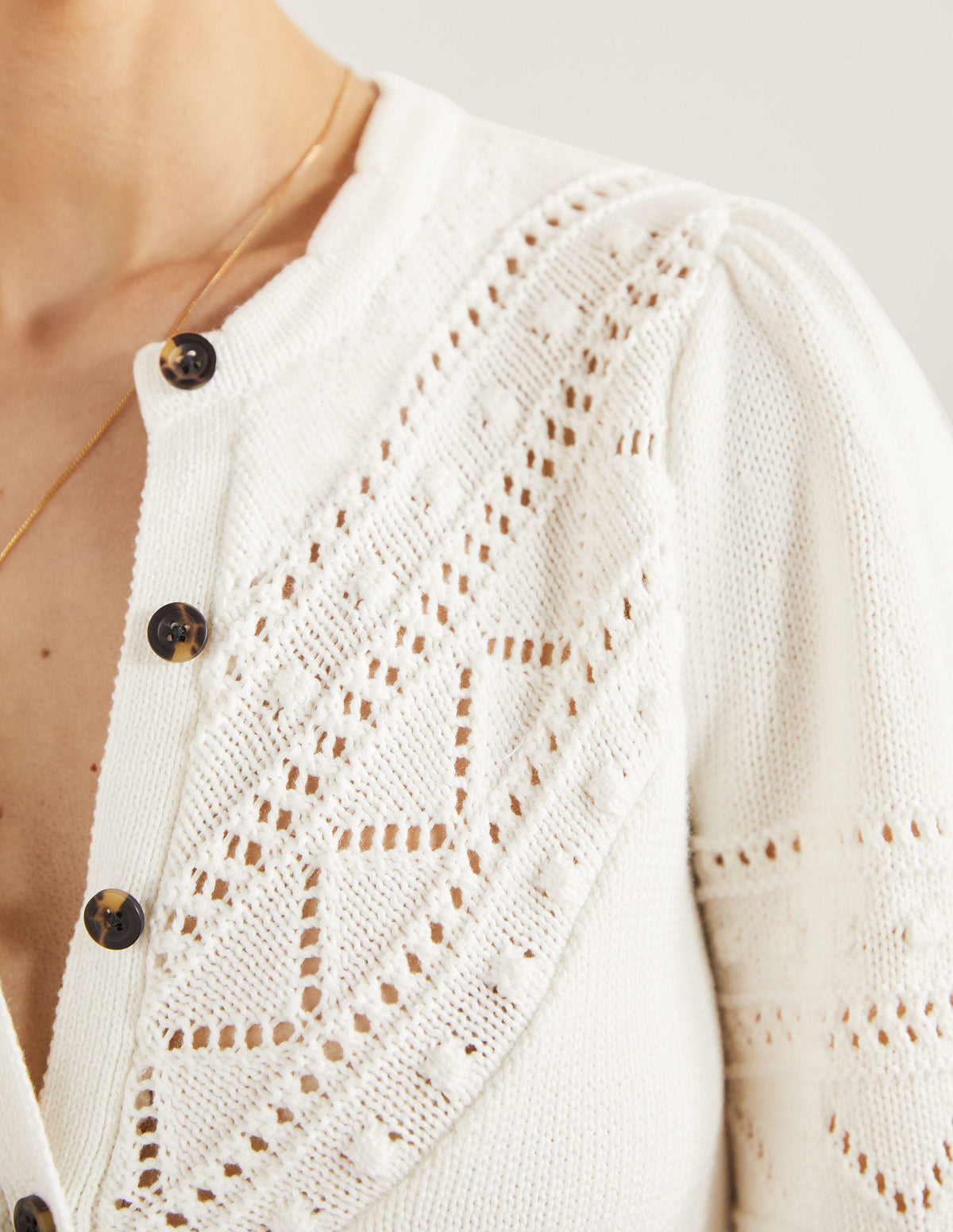 Wide Sleeve Crochet Cardigan-Ivory - Image 2