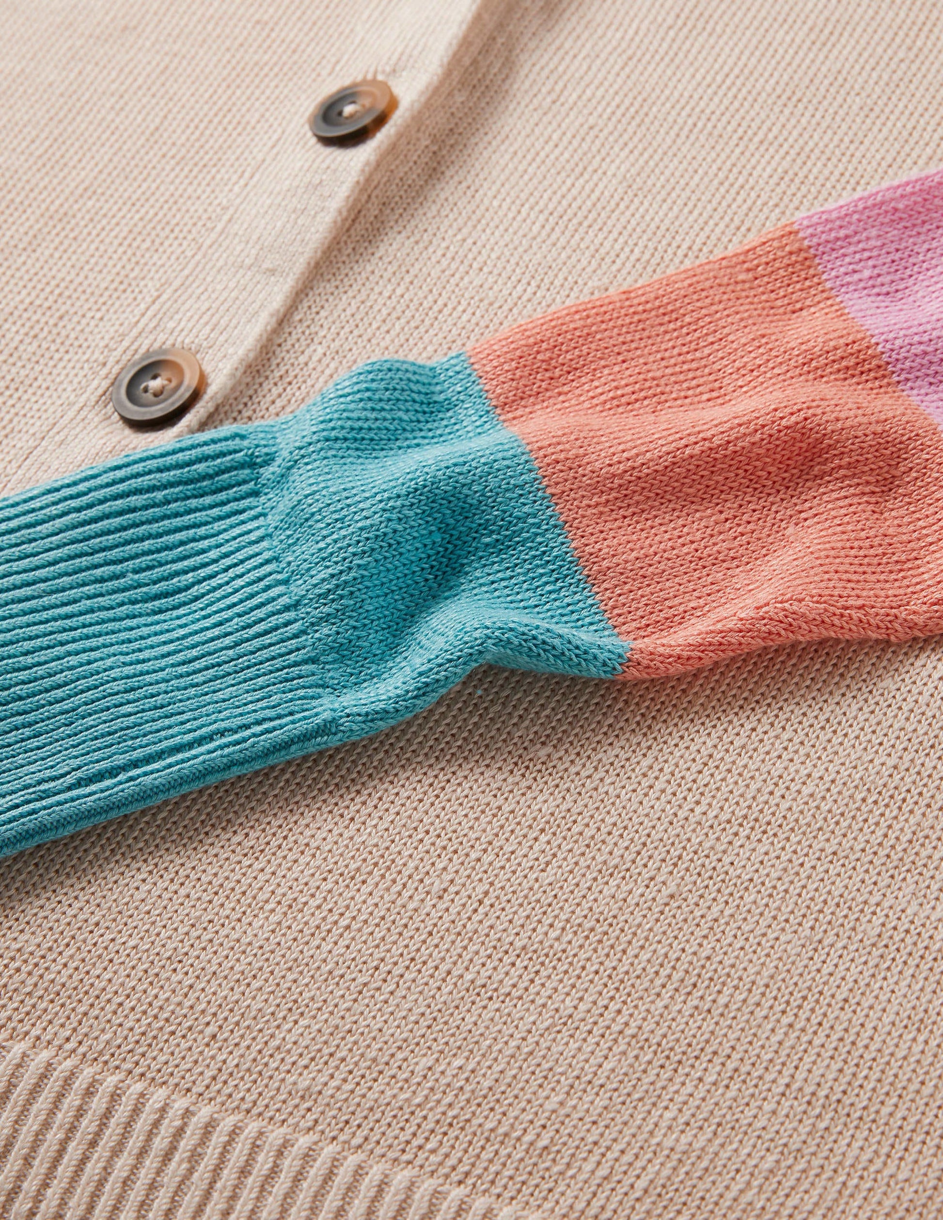 Colourblock Linen Cardigan-Chalky Coral Bon Bon-6