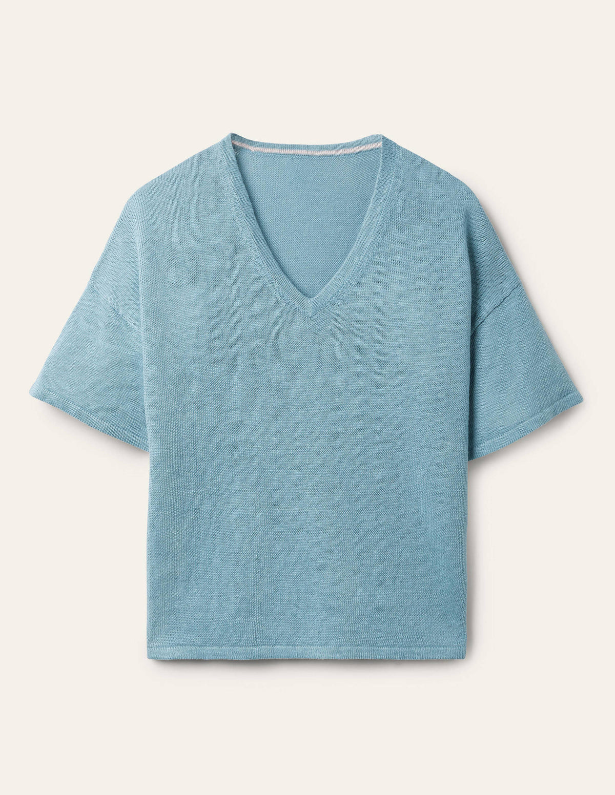 Linen Knitted T-shirt-Larkspur Blue-6