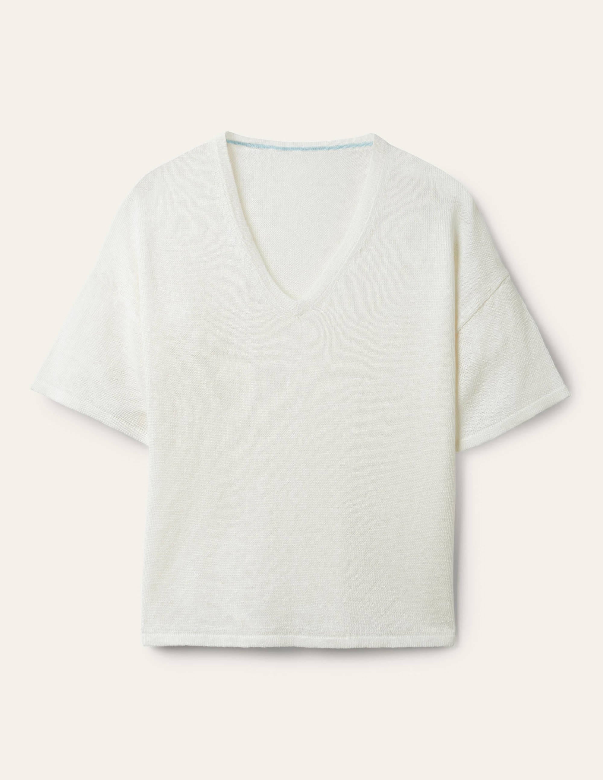 Linen Knitted T-shirt-Ivory - Image 6