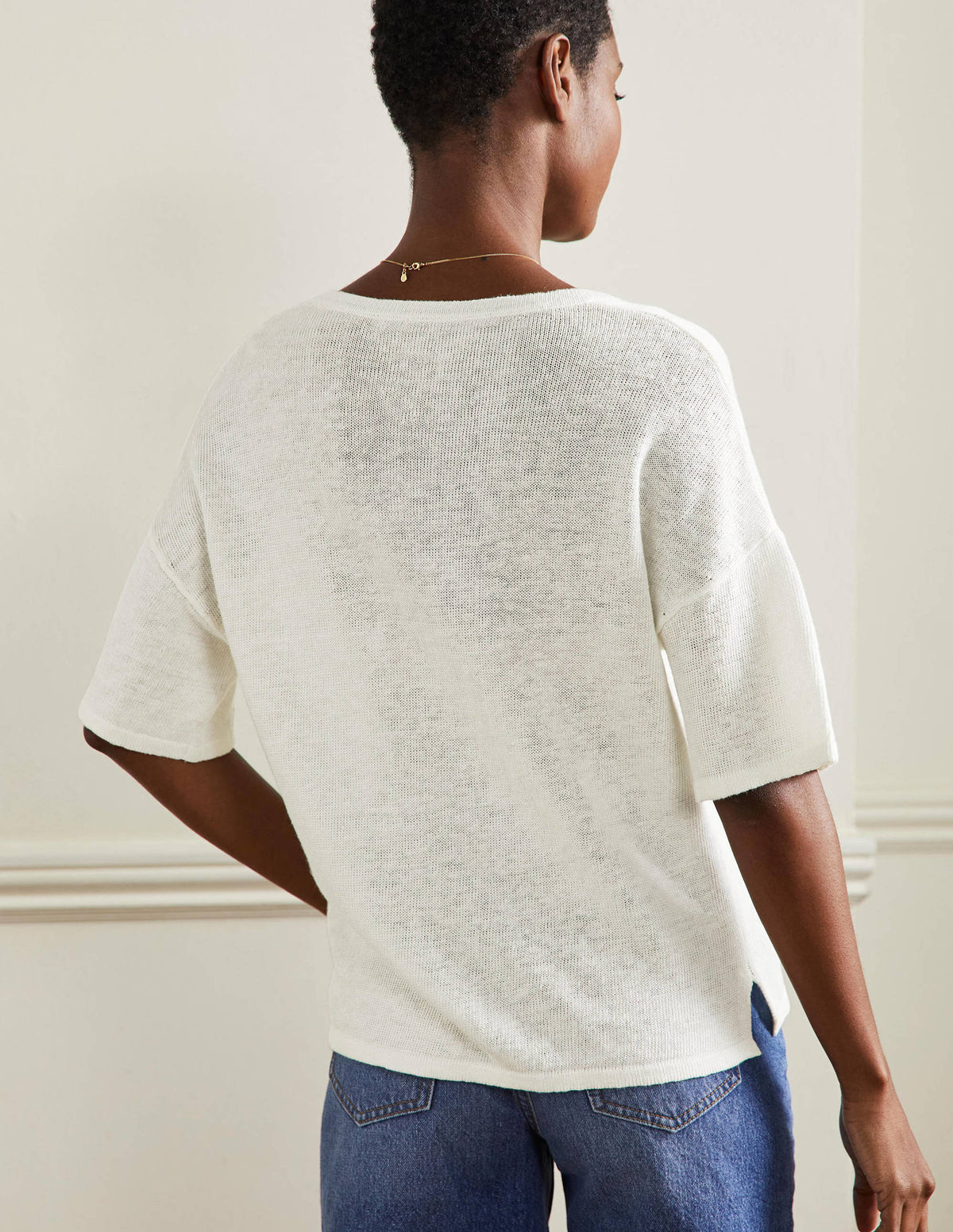 Linen Knitted T-shirt-Ivory-3