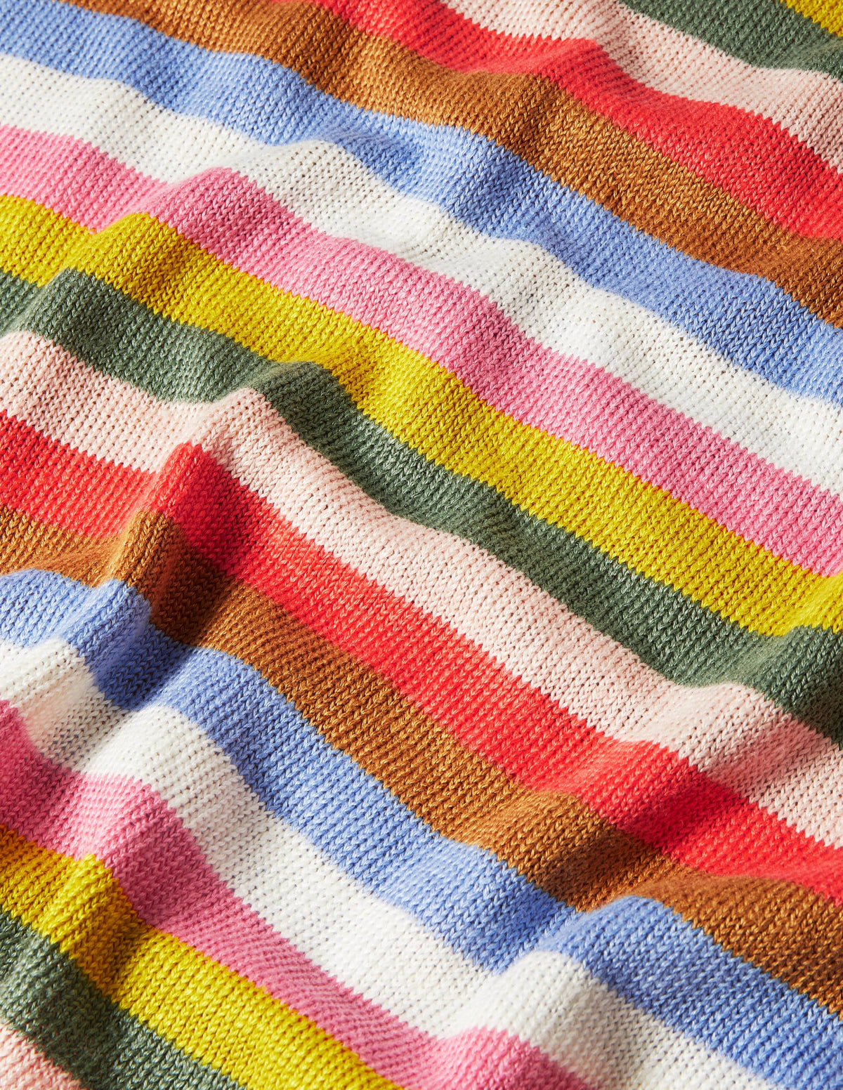 Linen Knitted T-shirt-Hot Coral Rainbow-5