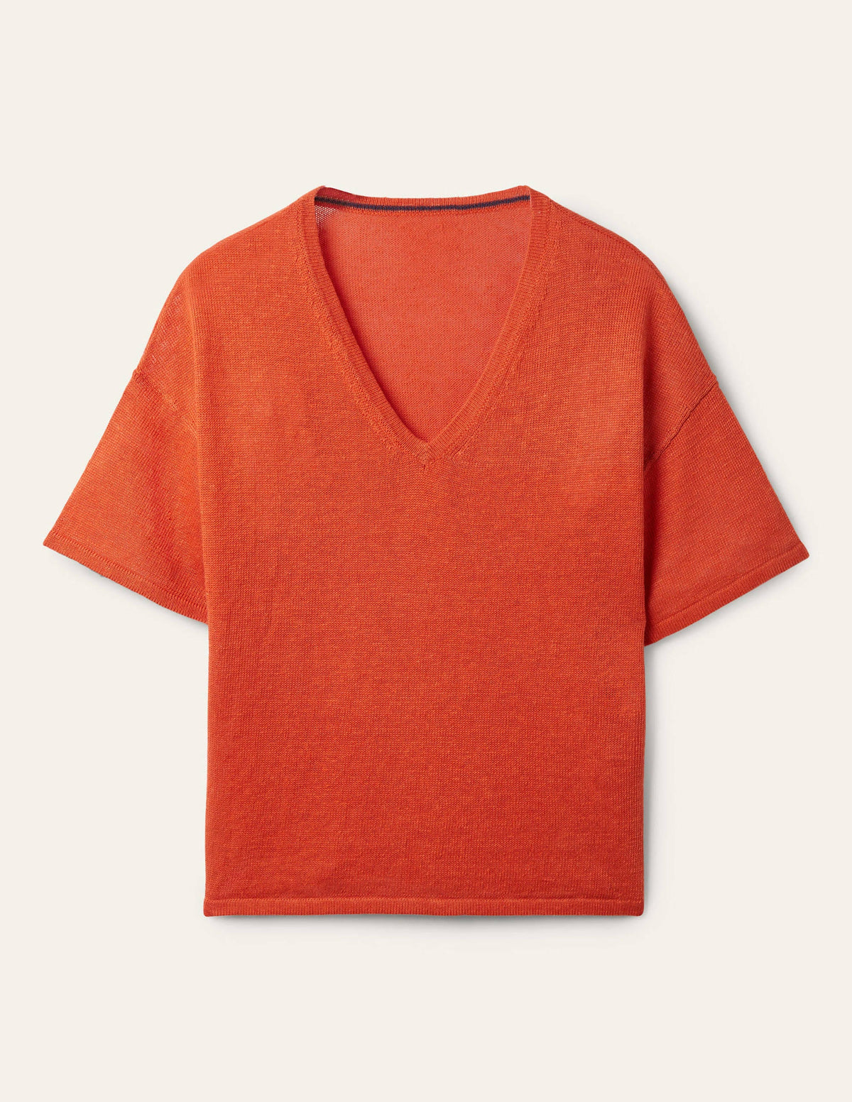 Linen Knitted T-shirt-Bright Papaya-6