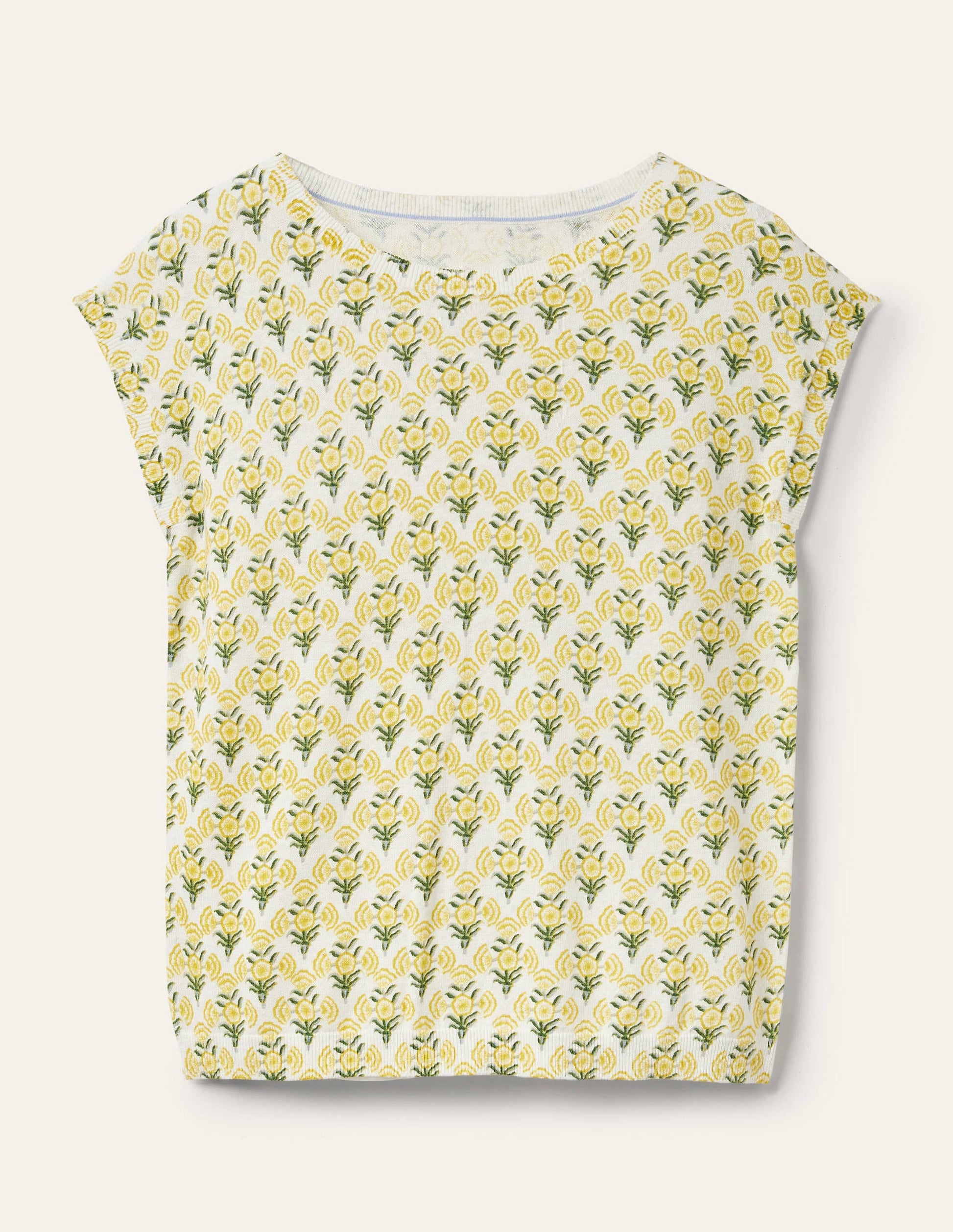 Printed Crew Neck Knitted Vest-Olive Oil, Poppy Geo-6