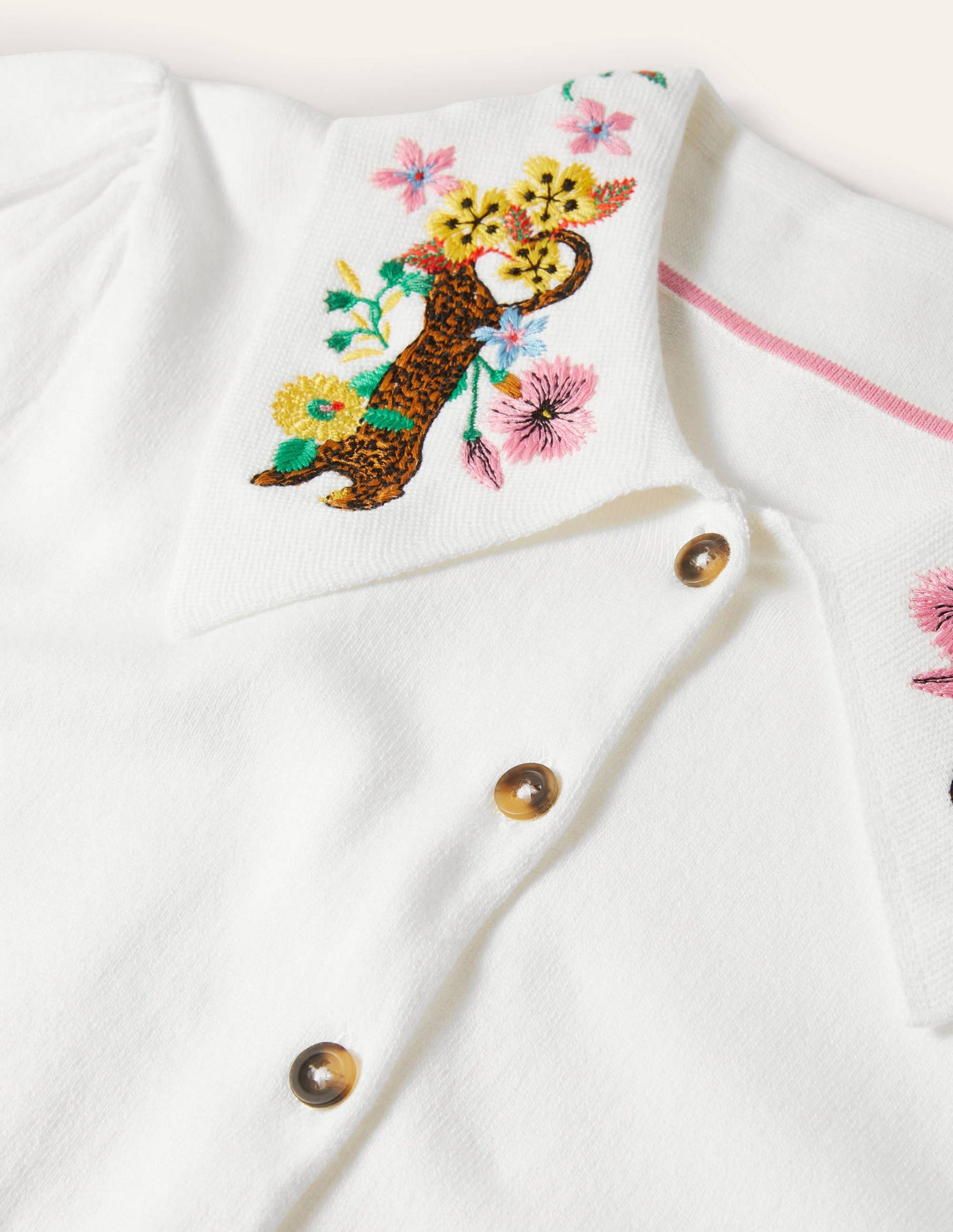 Embroidered Collar Cardigan-Ivory-5