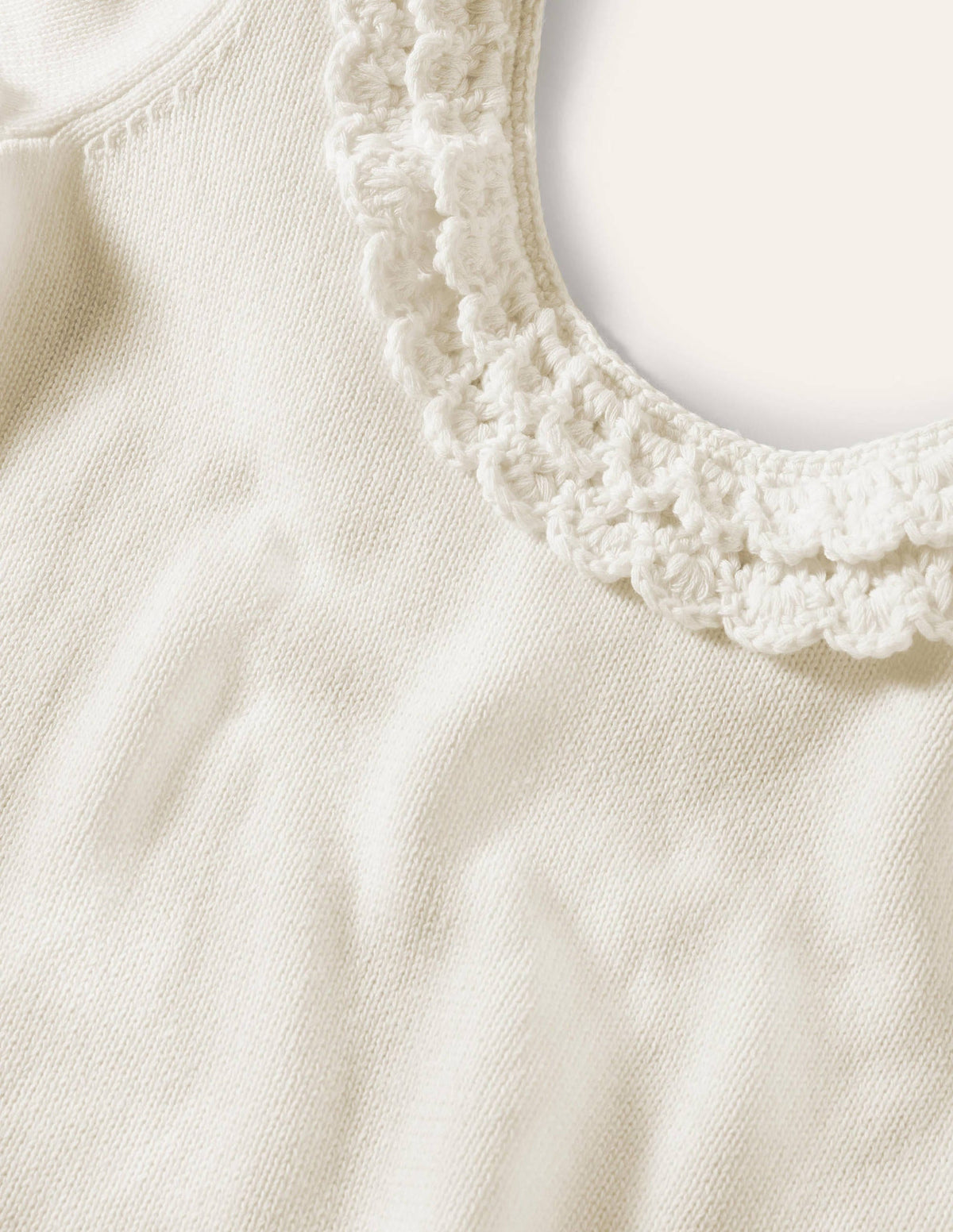 Crochet Scallop Knit T-shirt-Ivory-5