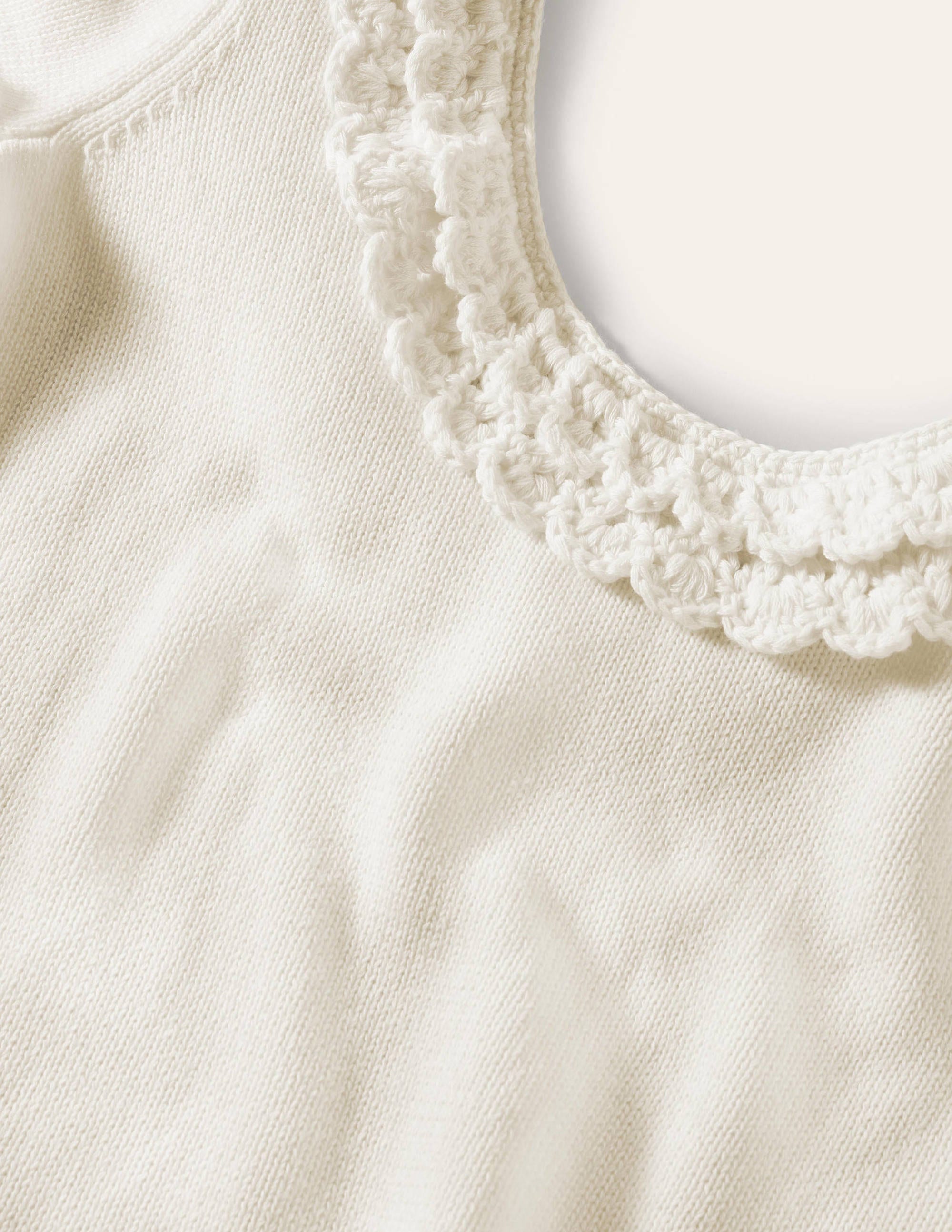 Crochet Scallop Knit T-shirt-Ivory - Image 5
