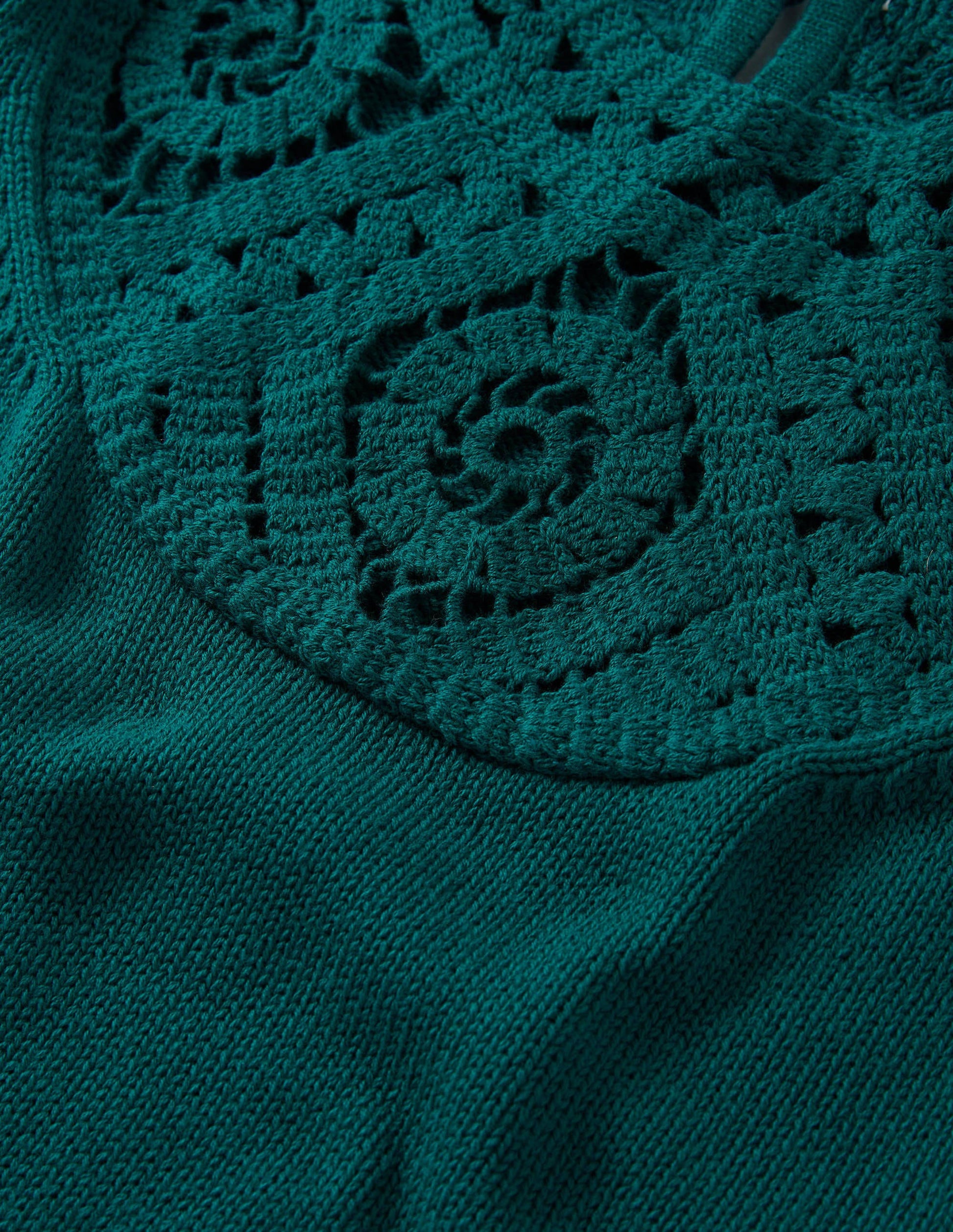 Crochet Detail Knitted T-shirt-Chesapeake Bay Green-6