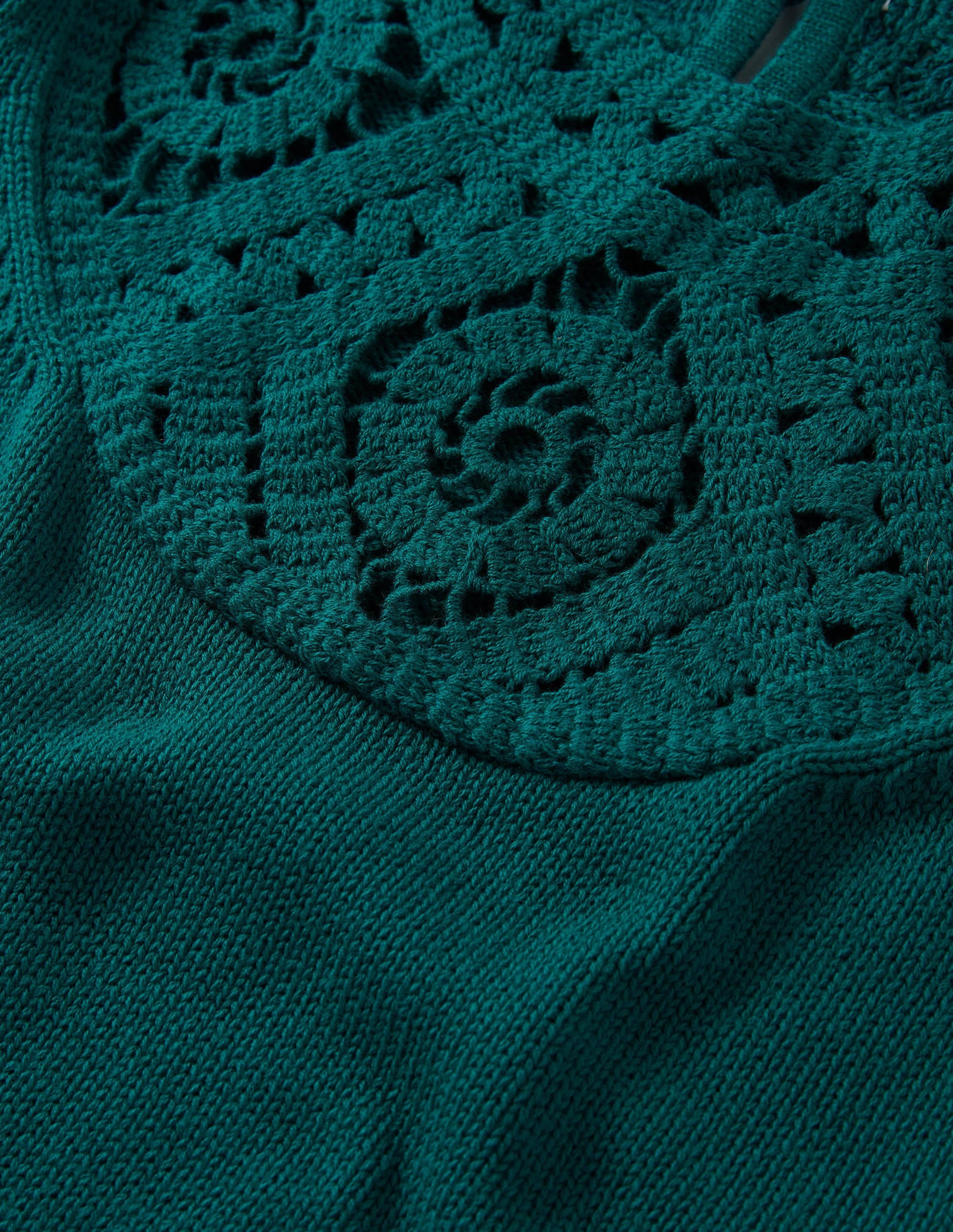 Crochet Detail Knitted T-shirt-Chesapeake Bay Green - Image 6