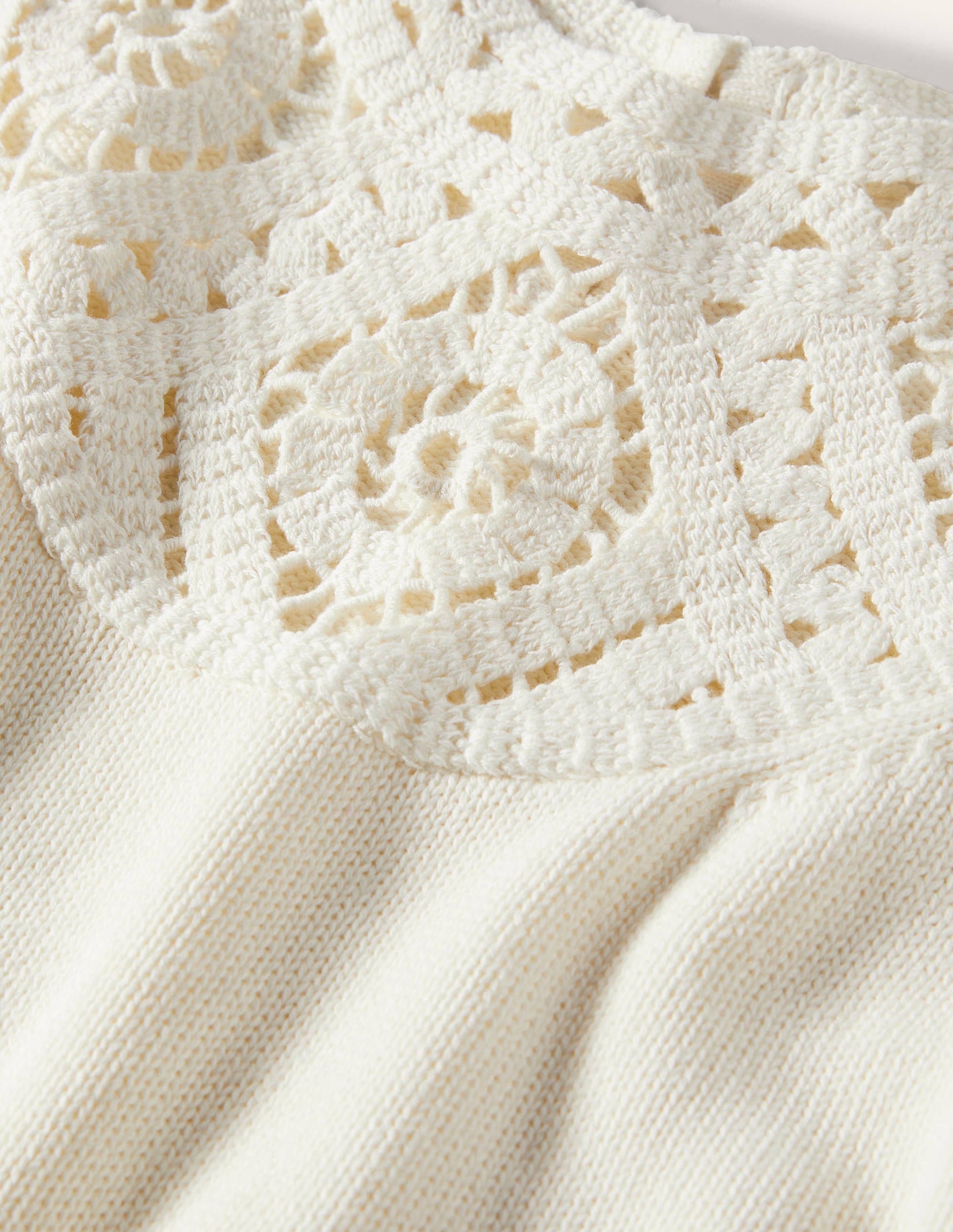 Crochet Detail Knitted T-shirt-Ivory - Image 6