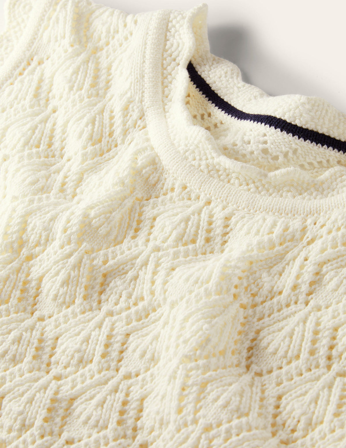 Scallop Crochet Knitted Tank-Ivory-5