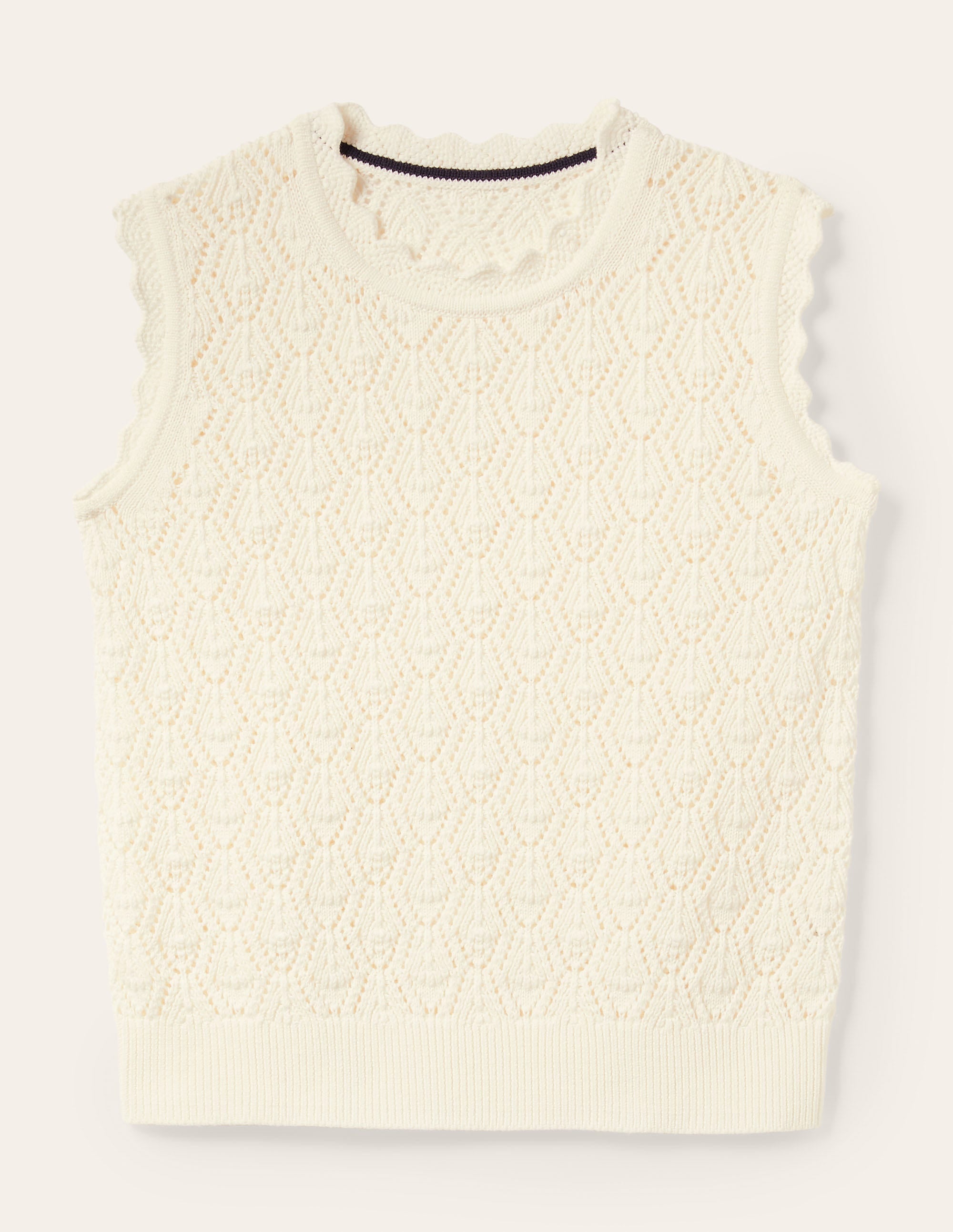 Scallop Crochet Knitted Tank-Ivory - Image 6